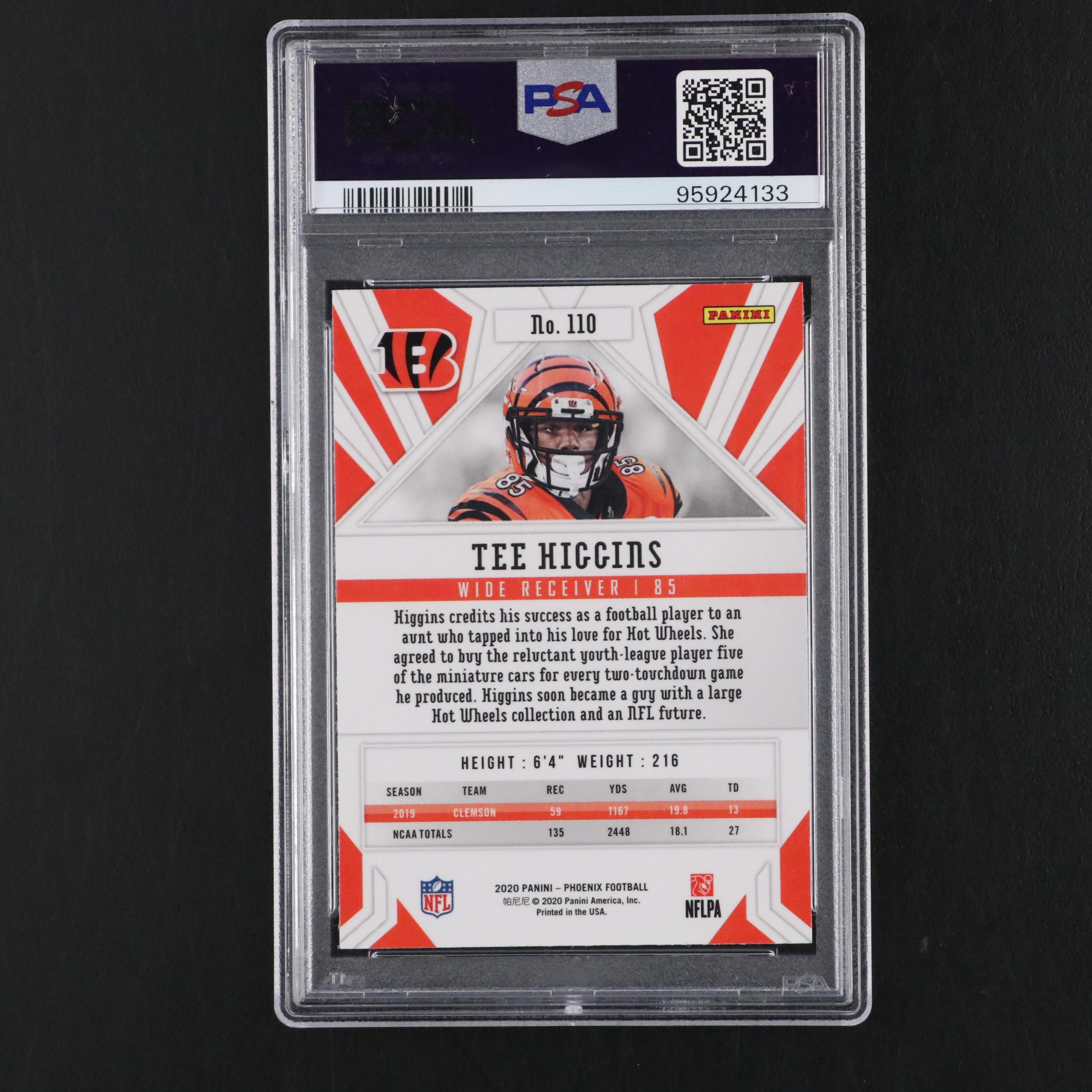 2020 Panani Phoenix Tee Higgins Rookie Fire Burst Card #110 Graded PSA 10