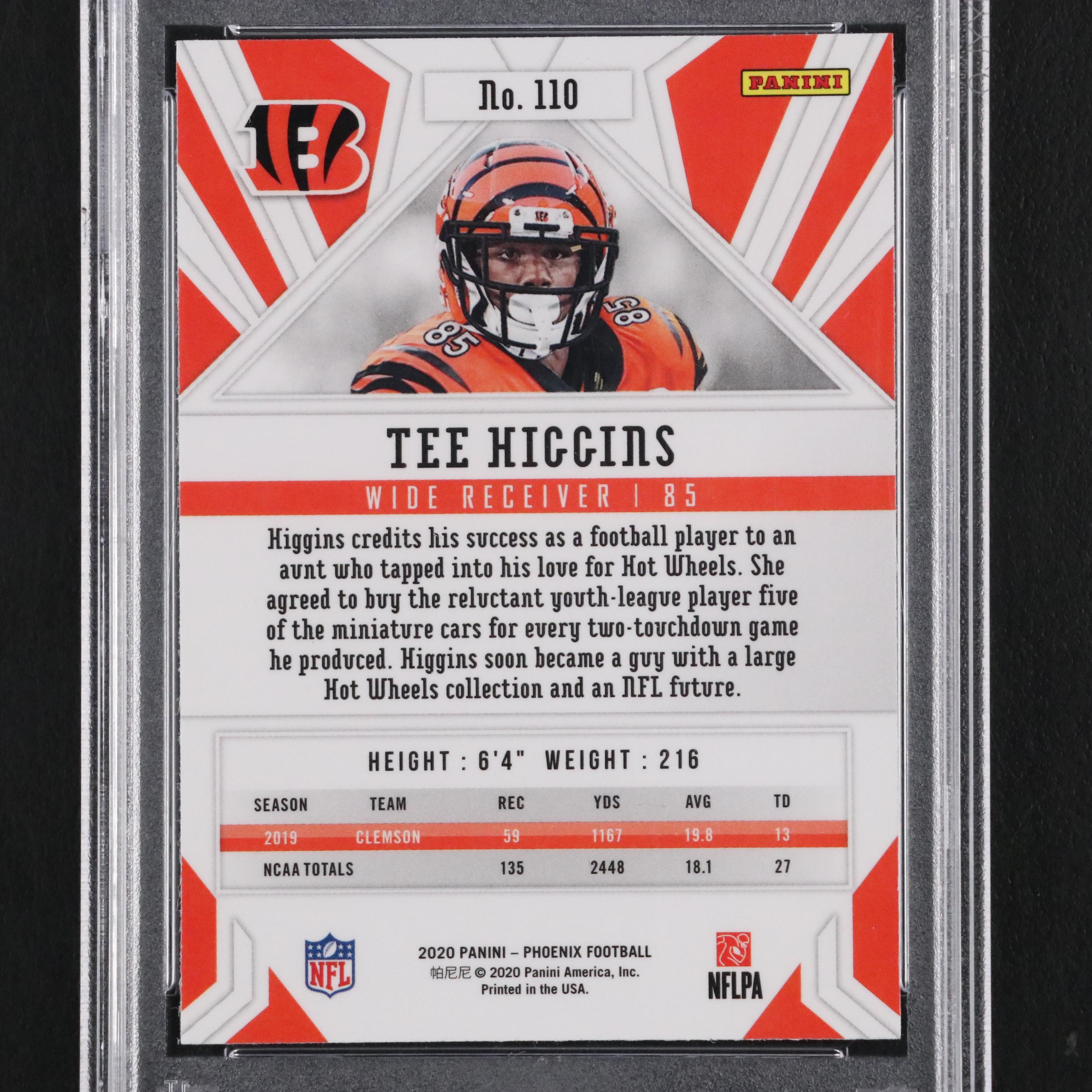 2020 Panani Phoenix Tee Higgins Rookie Fire Burst Card #110 Graded PSA 10