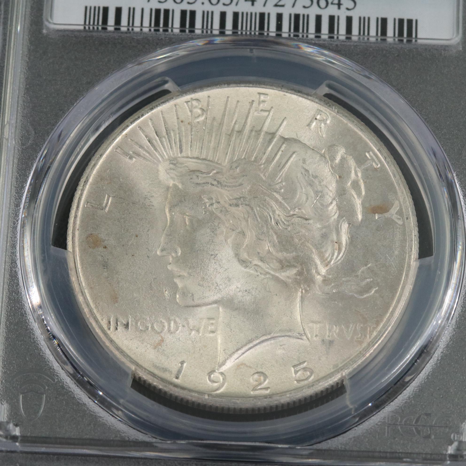 1924 and 1925 Peace Silver Dollars, PCGS Graded MS63