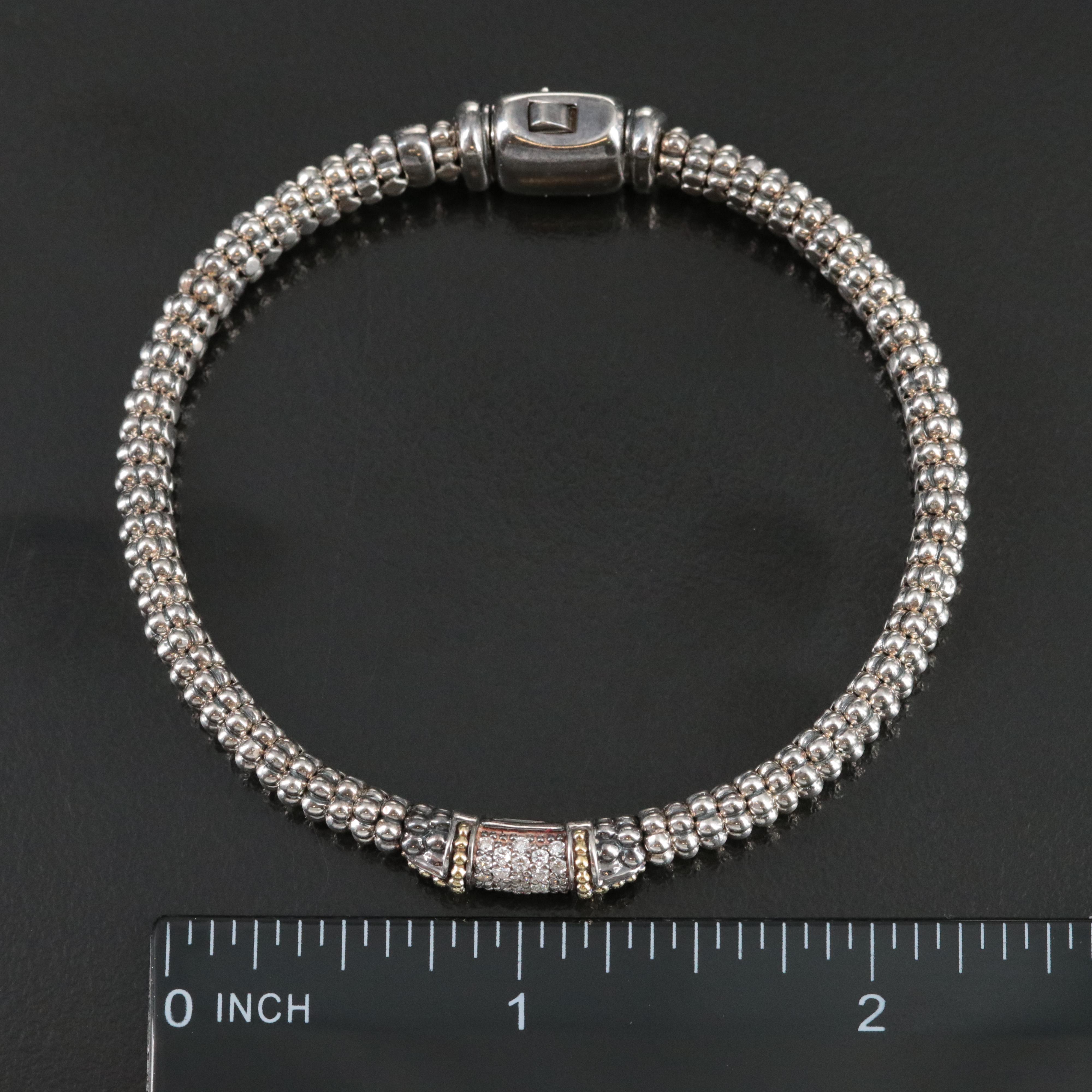 Caviar Lux Sterling and 0.33 CTW Diamond Single Station Bracelet