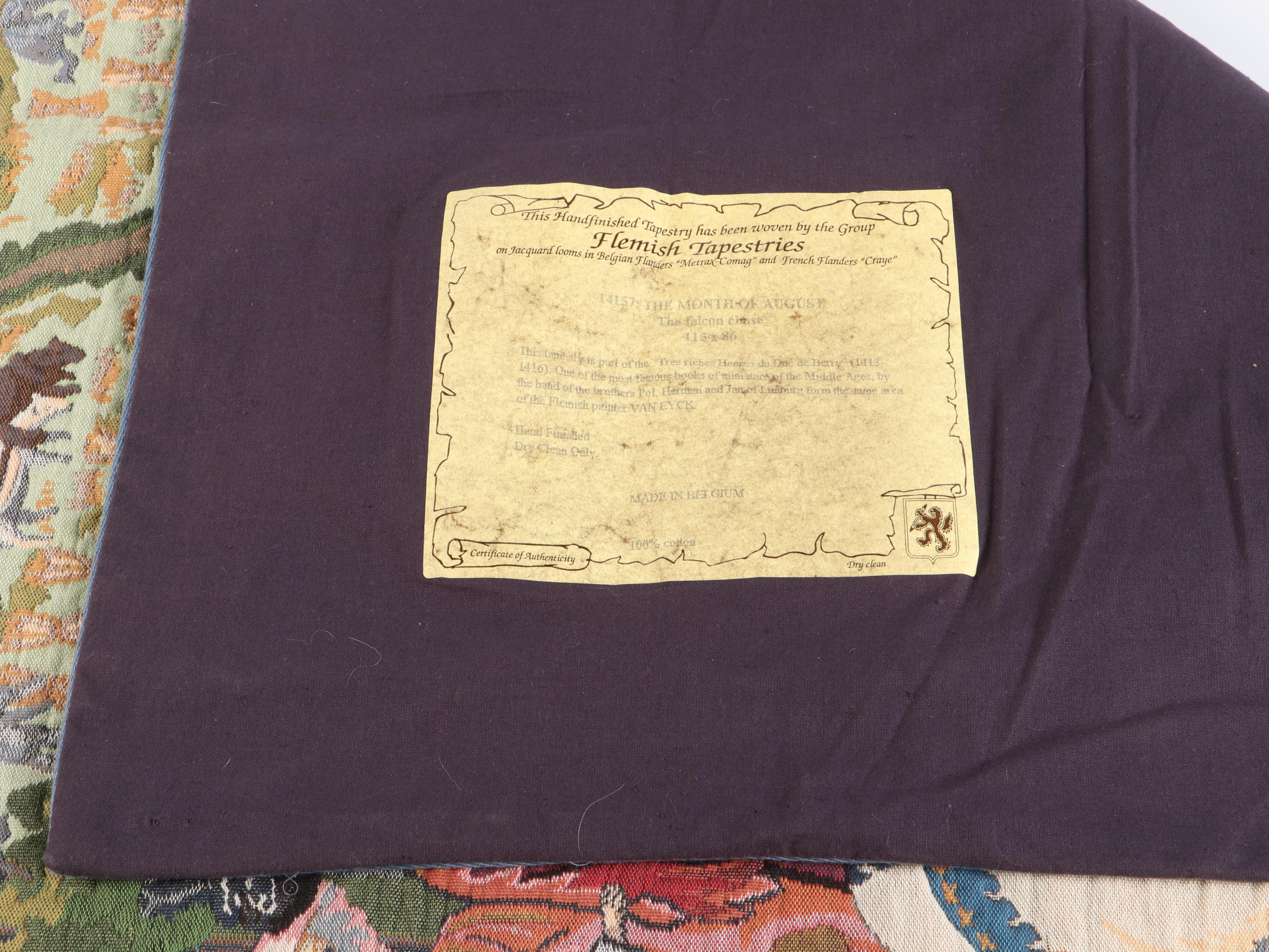 Belgian Flemish Tapestries "The Month of August" Cotton Jacquard Tapestry