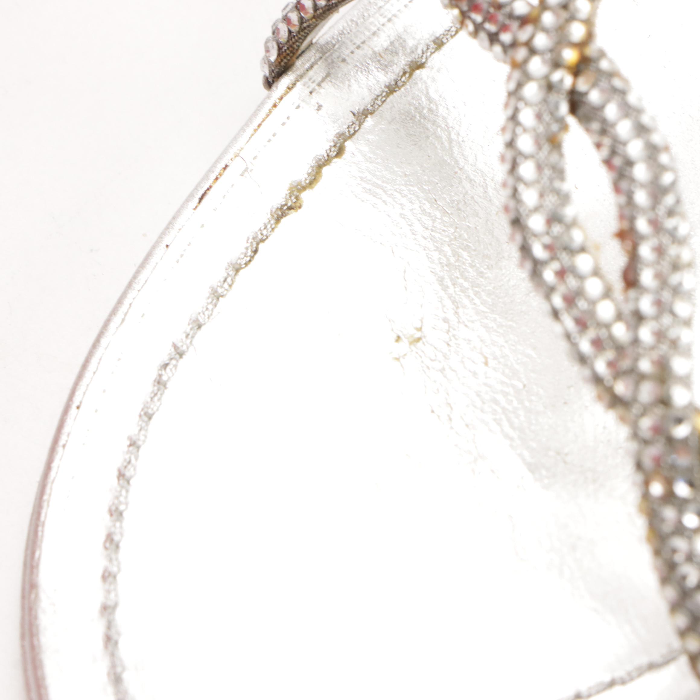 René Caovilla Crystal Dress Sandals in Metallic Silver Leather with Box