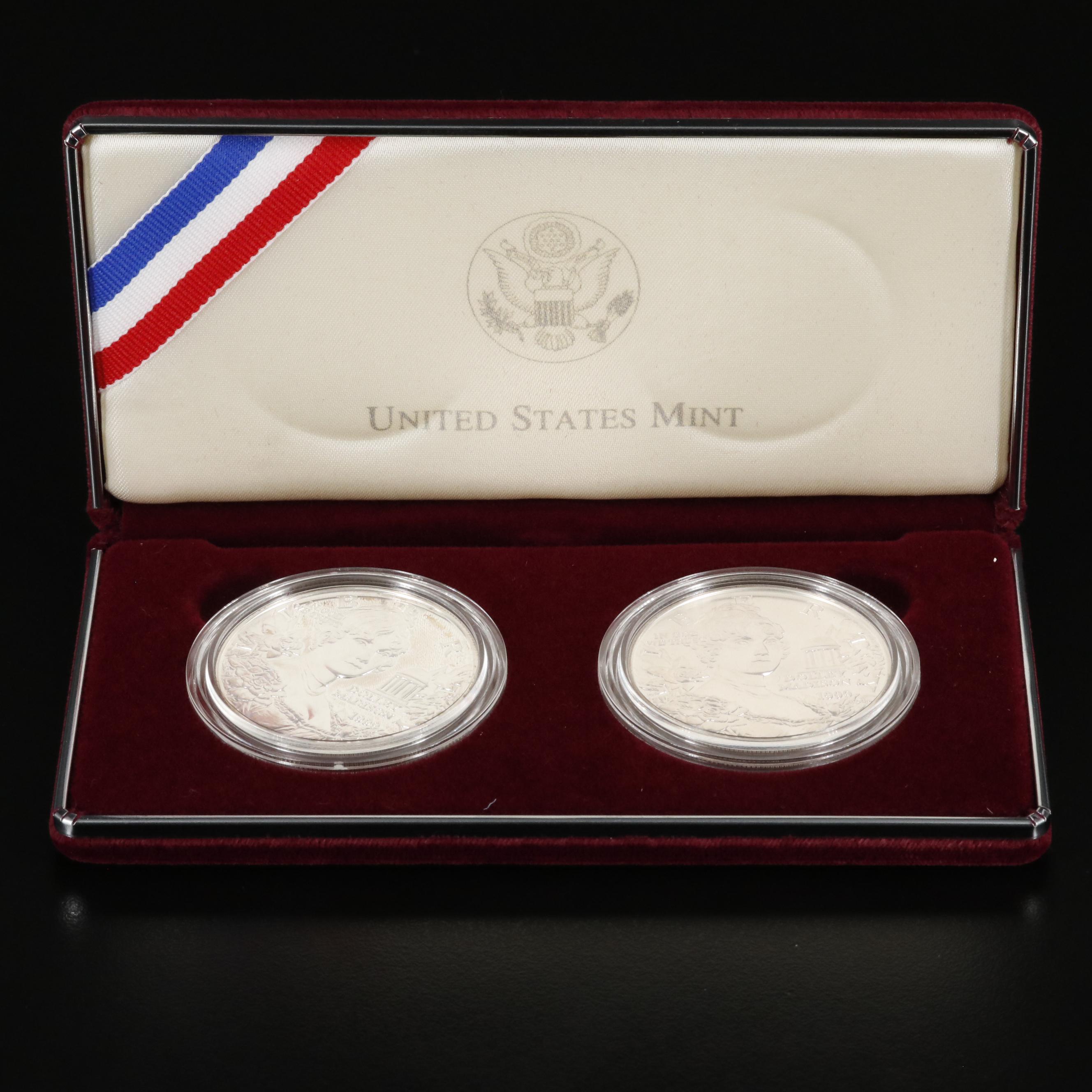 1999 Dolley Madison 2-Coin Commemorative Silver Dollar Set