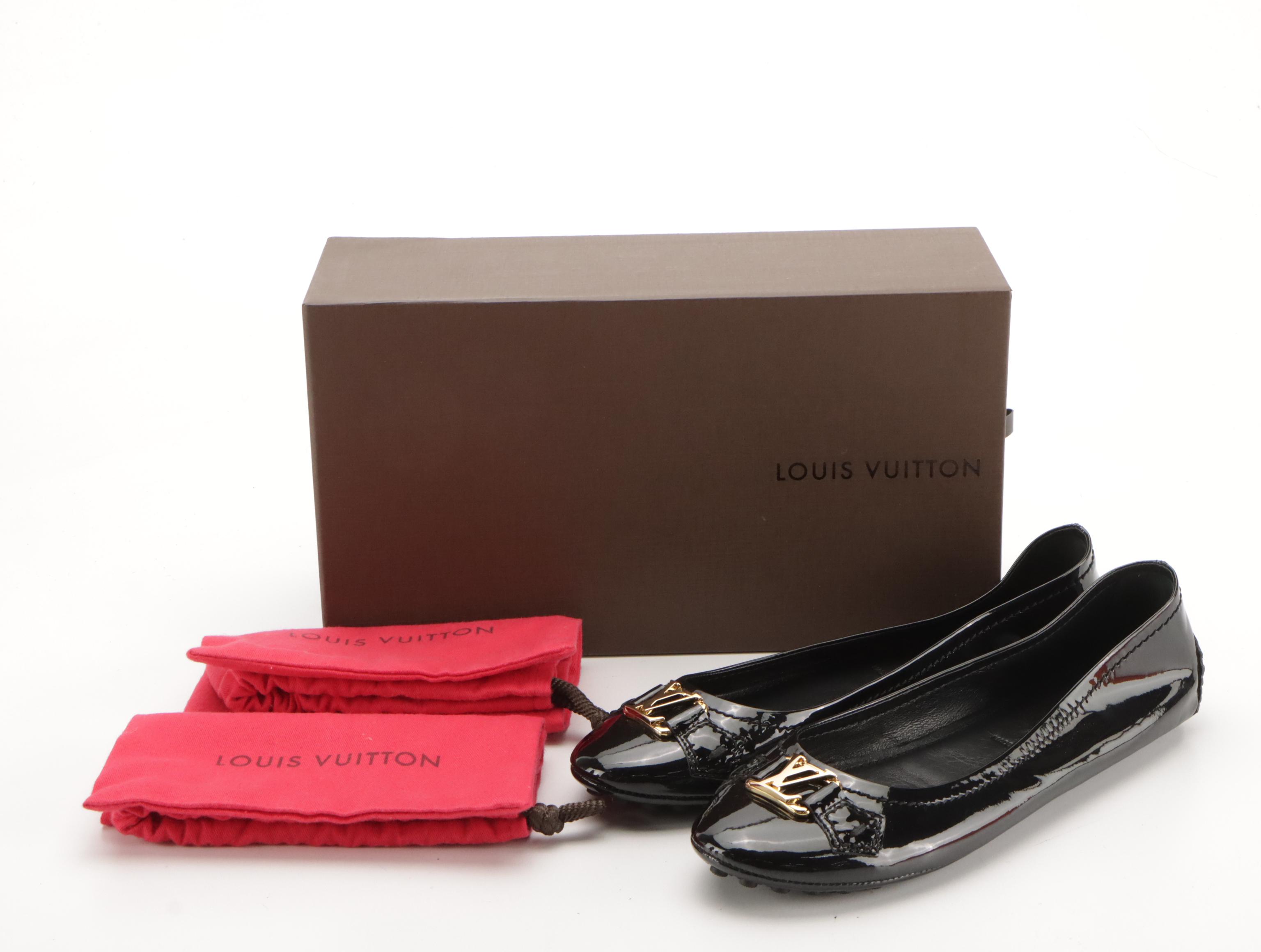 Louis Vuitton Dreamy Rose Flats in Black Patent Leather with Box