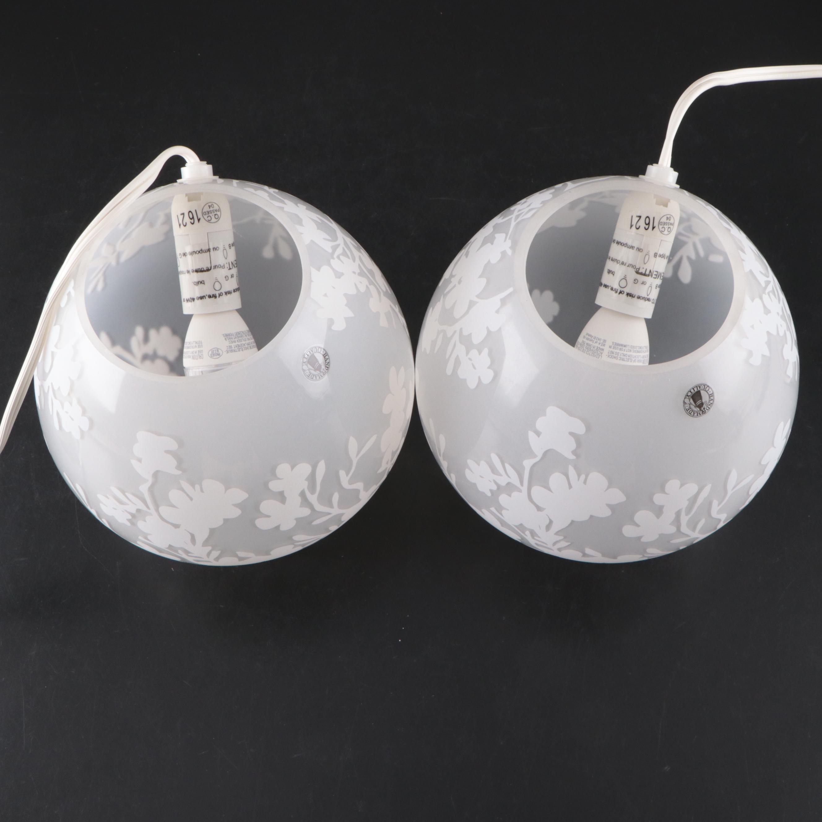 IKEA Handmade Glass "Knubbig" Cherry Blossom Nightstand Lamps