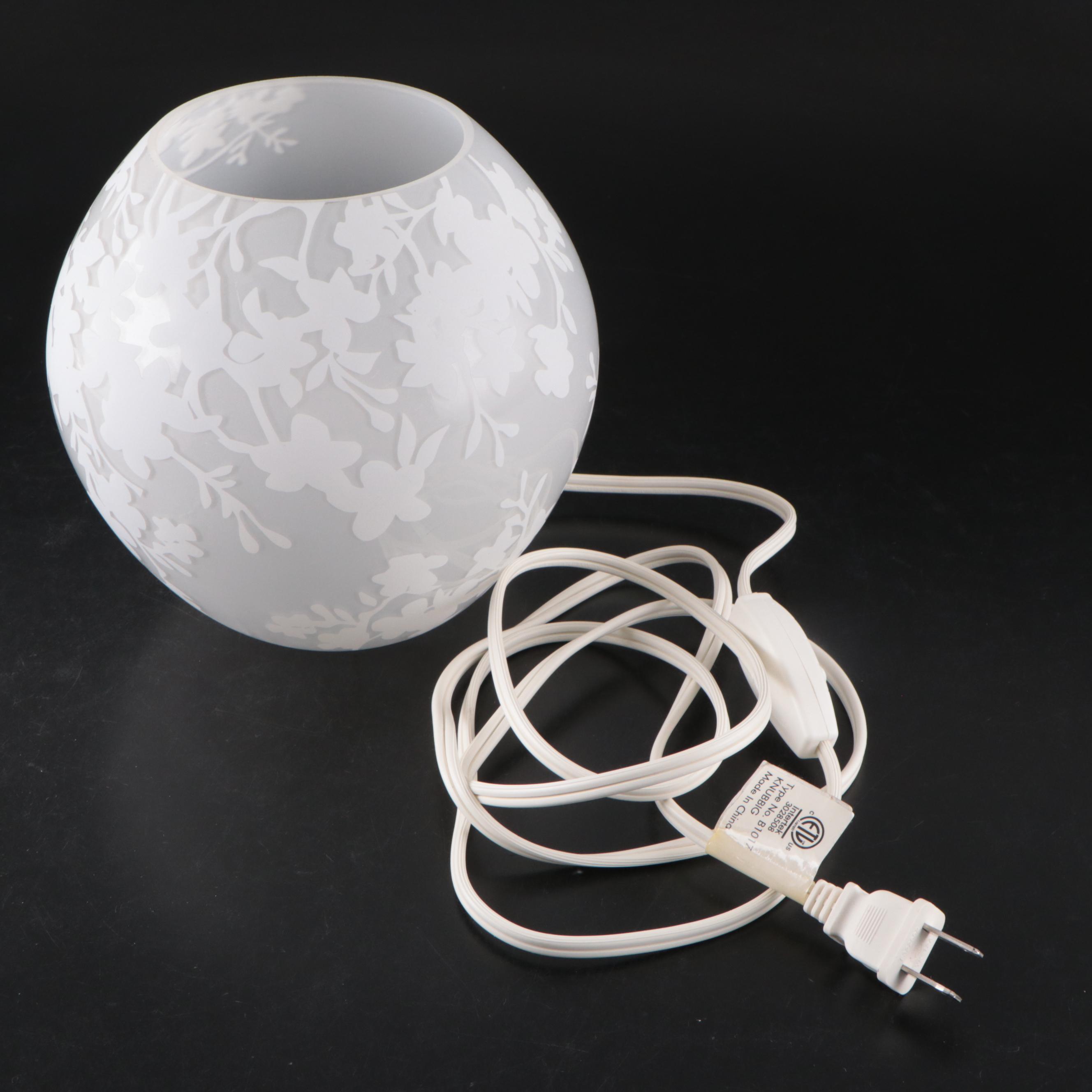 IKEA Handmade Glass "Knubbig" Cherry Blossom Nightstand Lamps