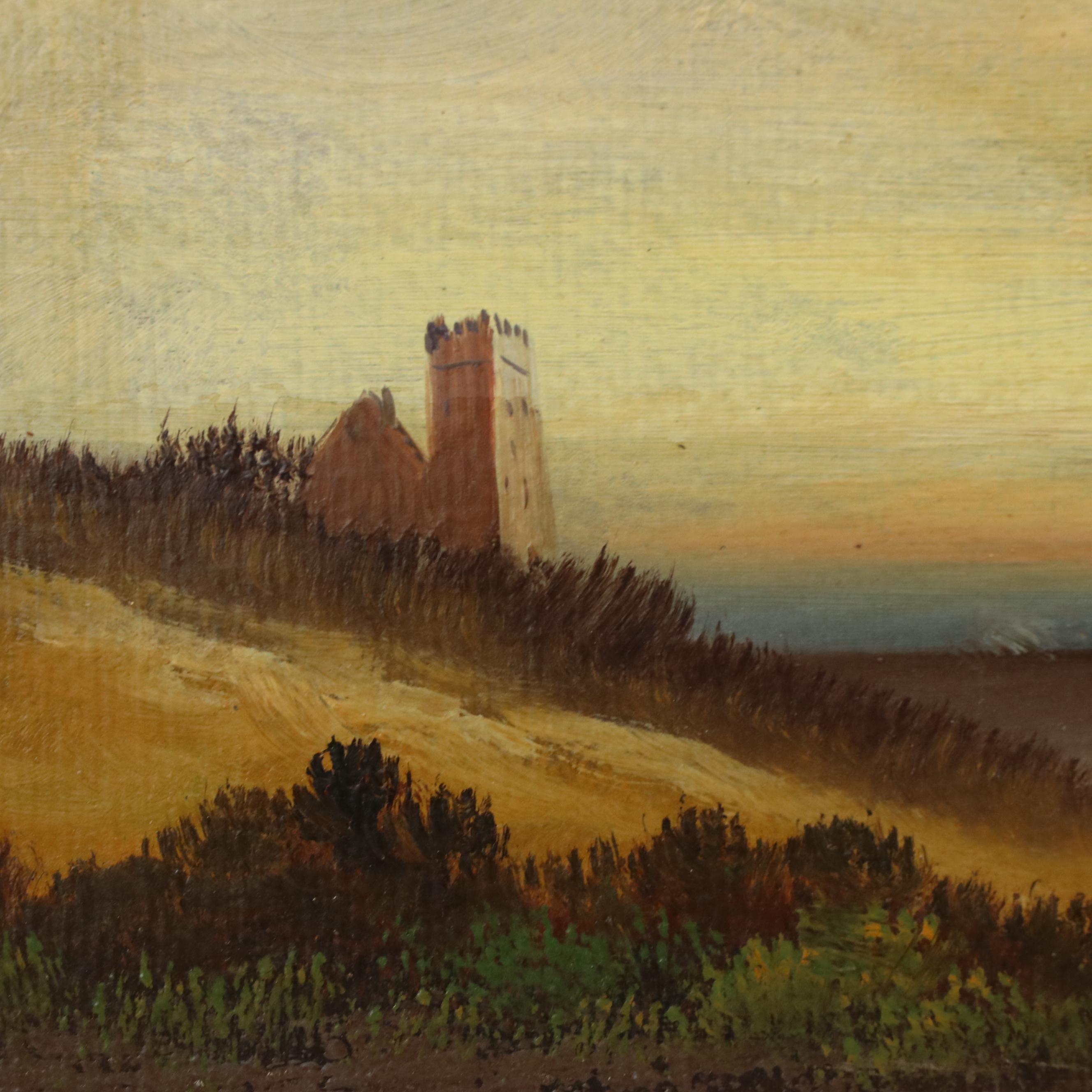 River Landscape Oil Painting, 19th Century