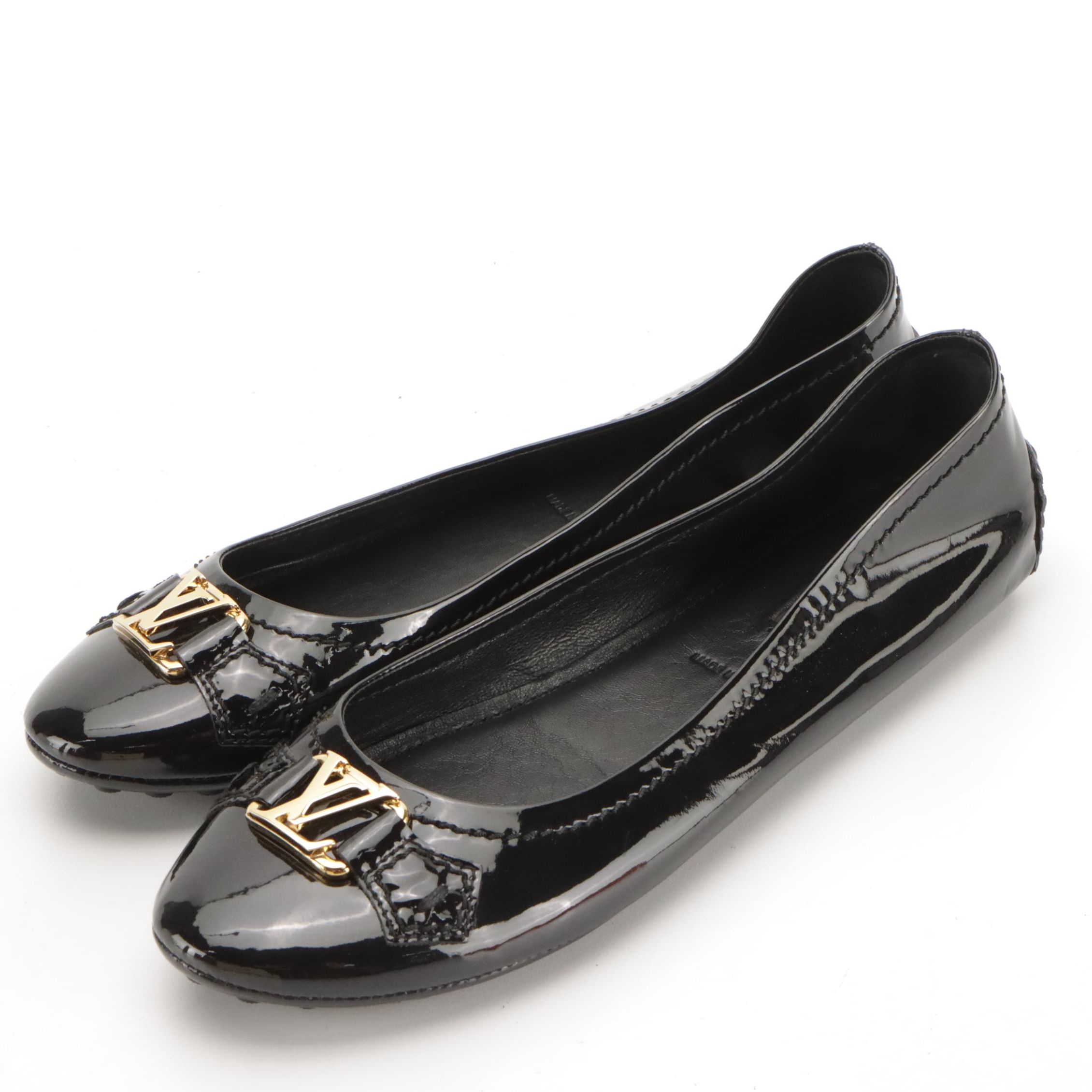 Louis Vuitton Dreamy Rose Flats in Black Patent Leather with Box