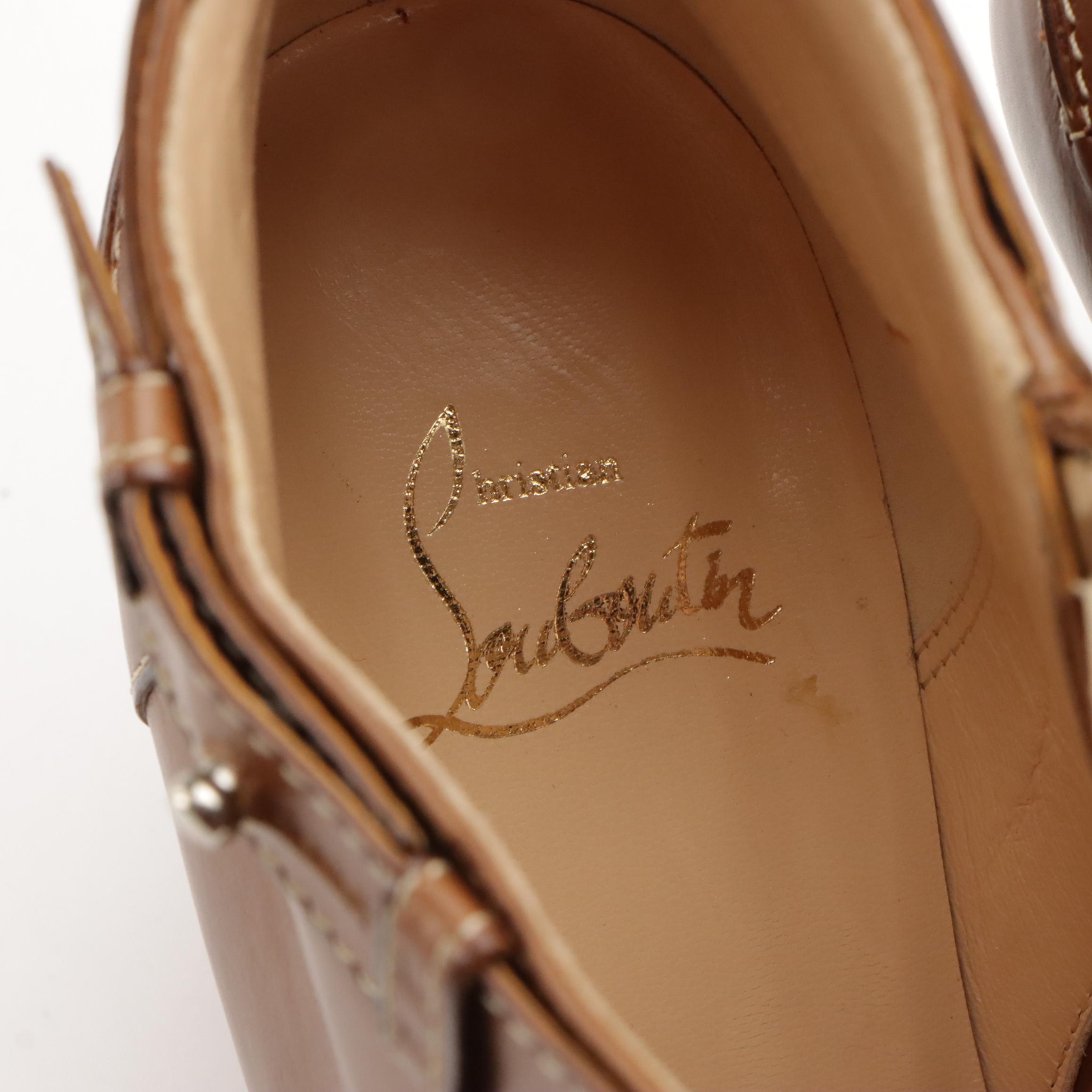 Christian Louboutin Et D'un Ankle Boots in Brown Calfskin Leather with Box