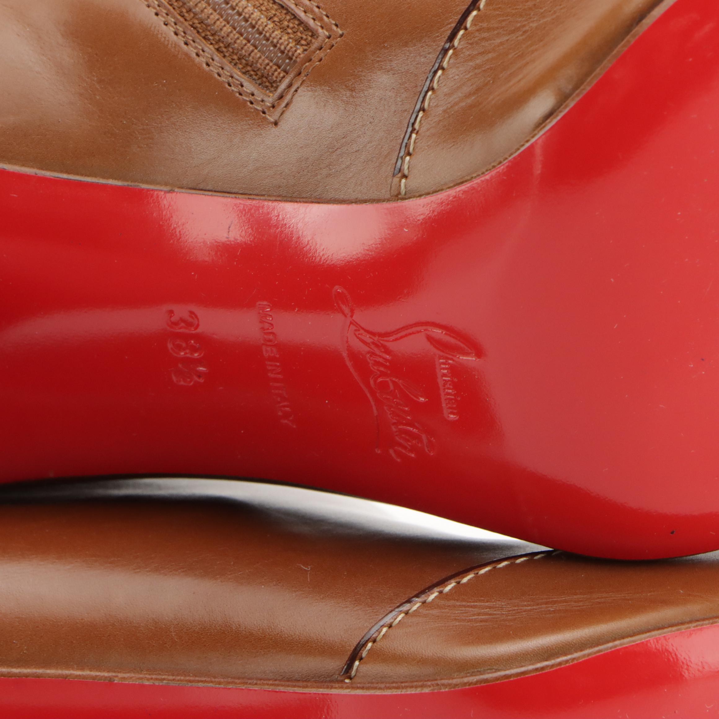 Christian Louboutin Et D'un Ankle Boots in Brown Calfskin Leather with Box