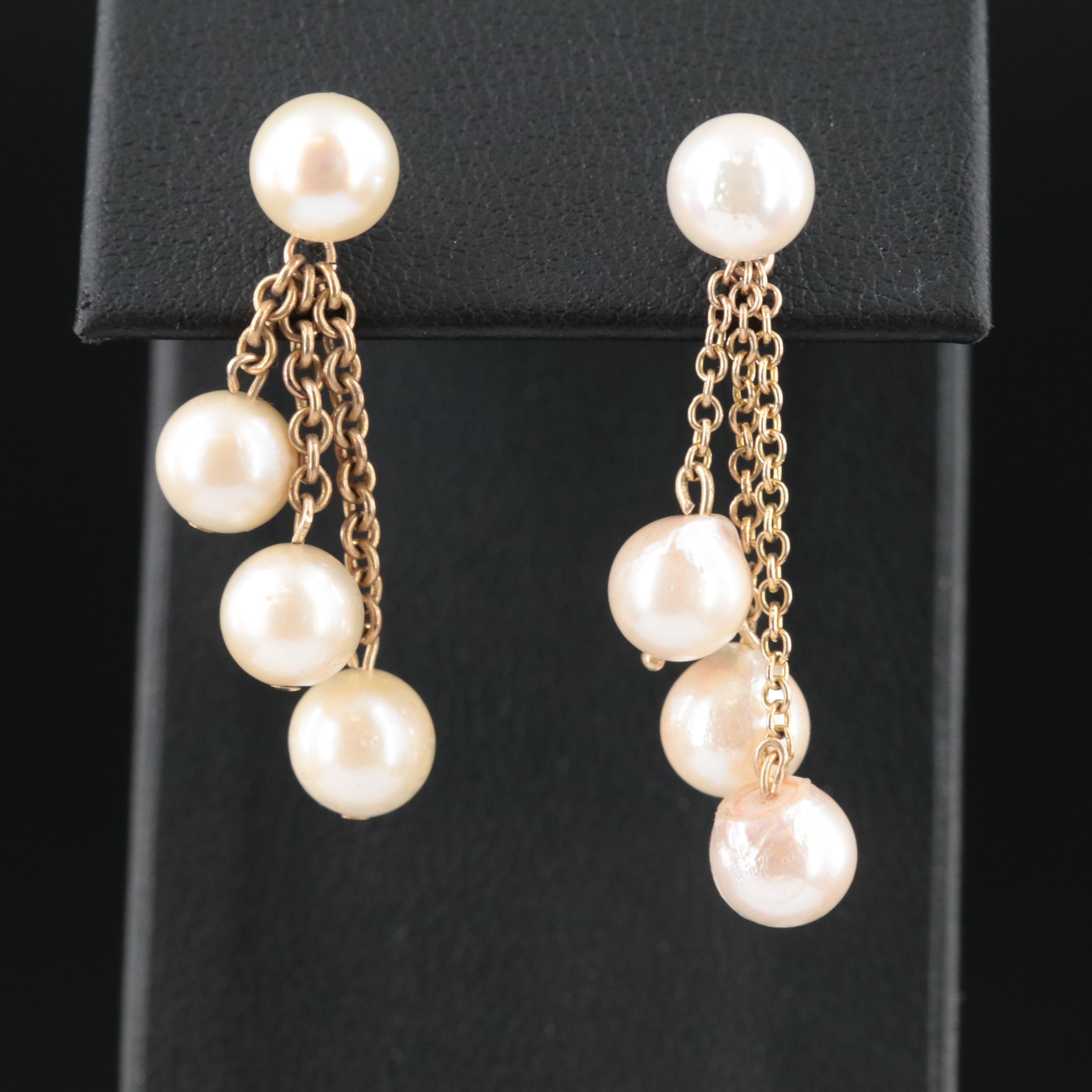 14K Pearl Tiered Earrings