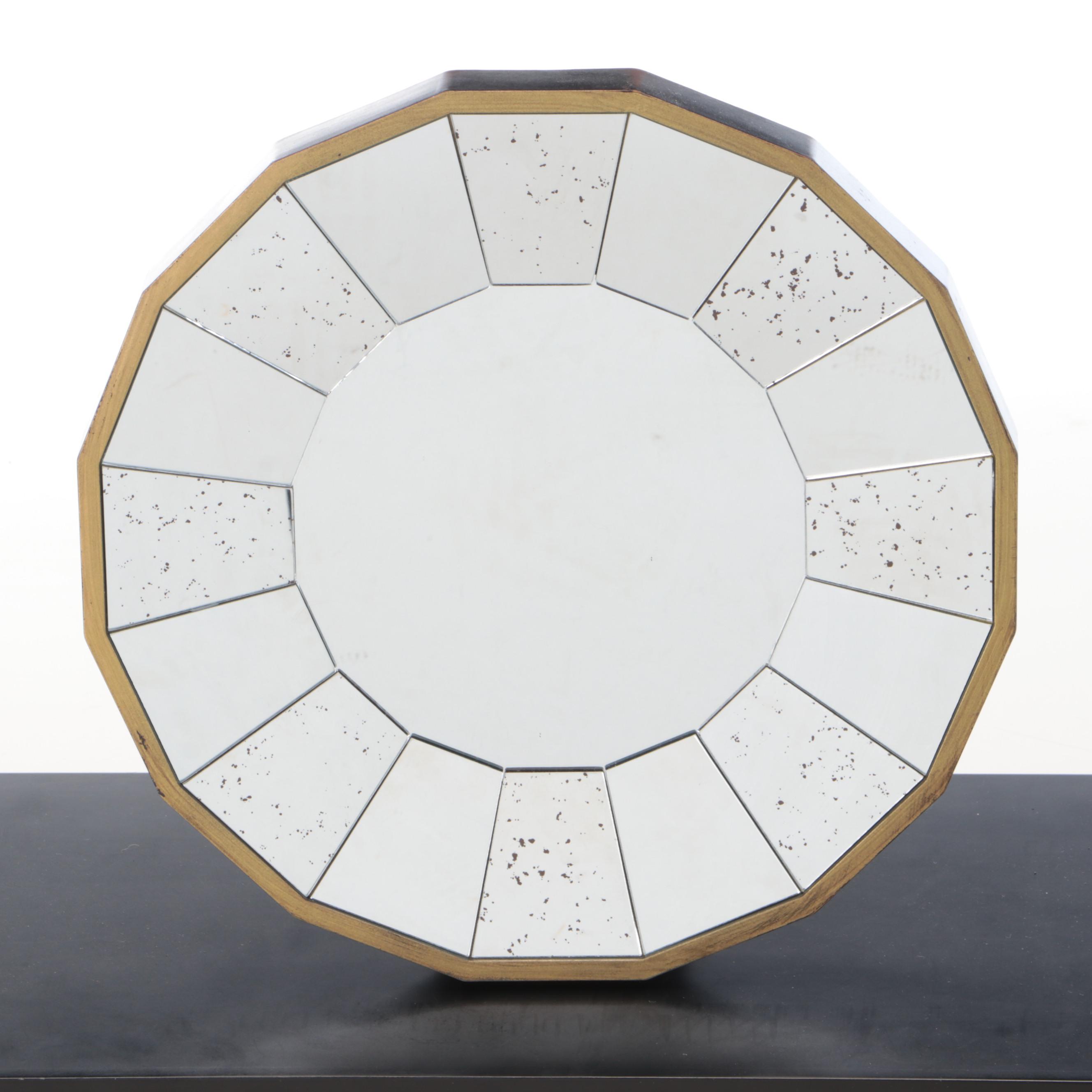 Ballard Designs Round Wall Mirror and Pottery Barn Decorative Wall Shelf