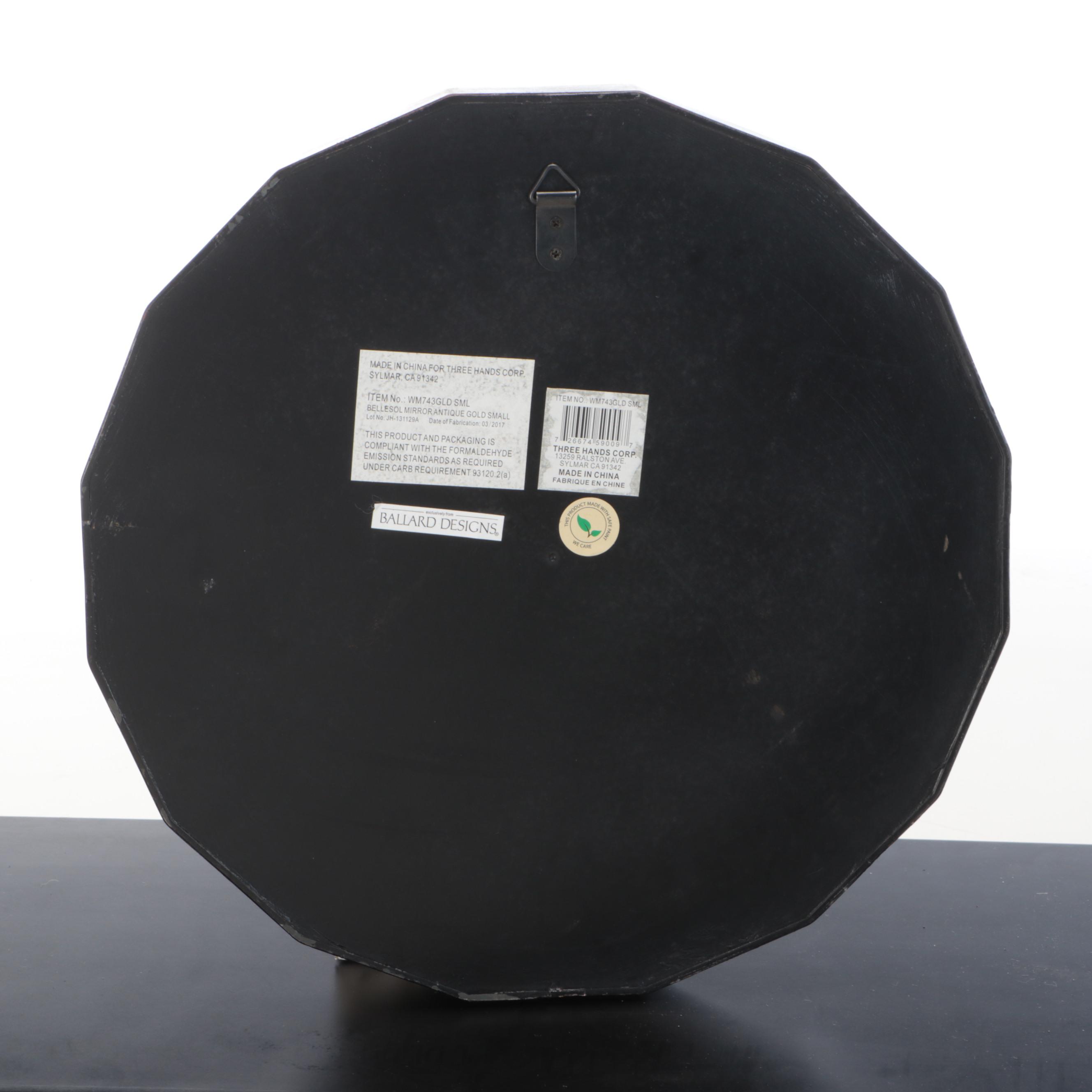 Ballard Designs Round Wall Mirror and Pottery Barn Decorative Wall Shelf