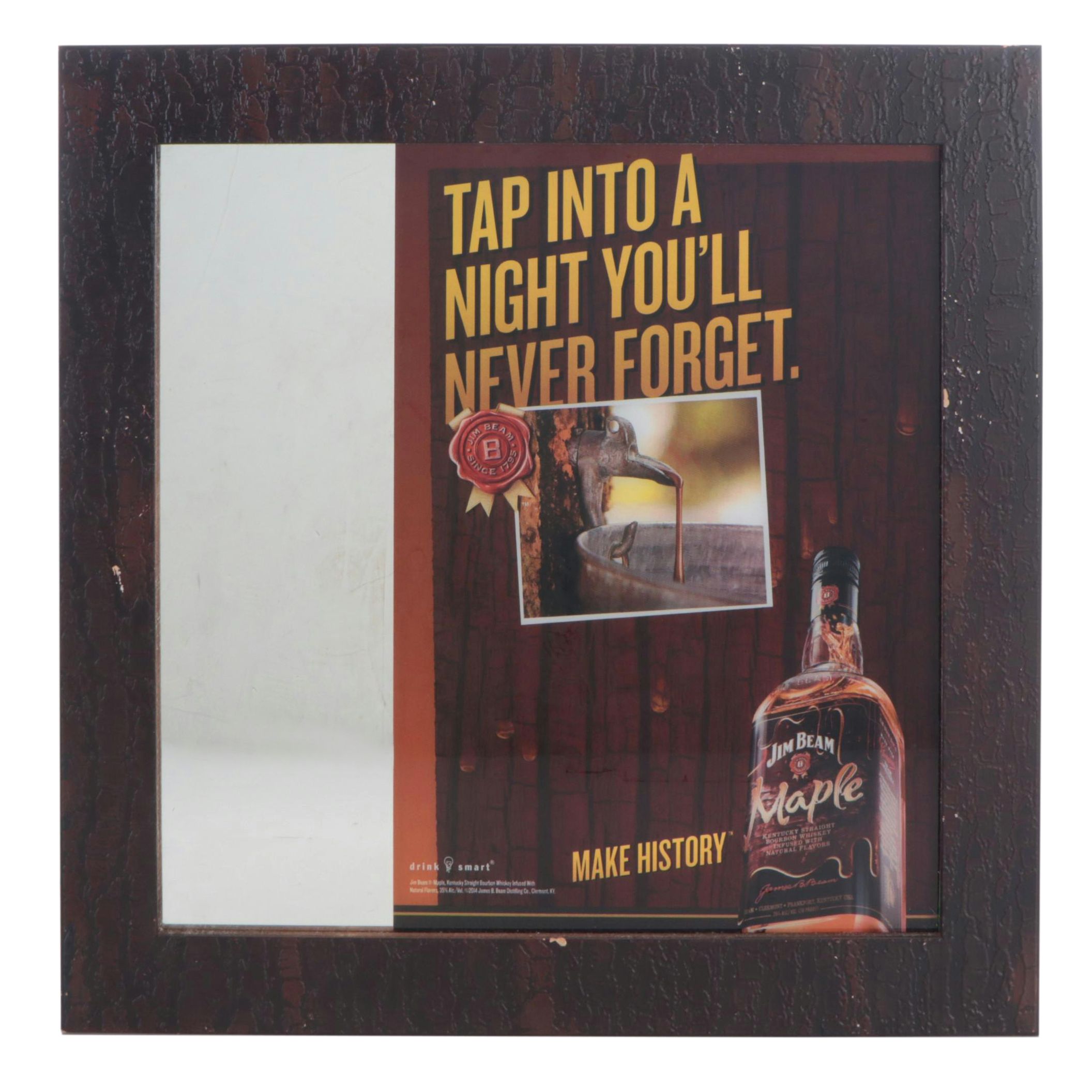 Jim Beam Maple Bourbon Whiskey Advertising Bar Mirror, 2014