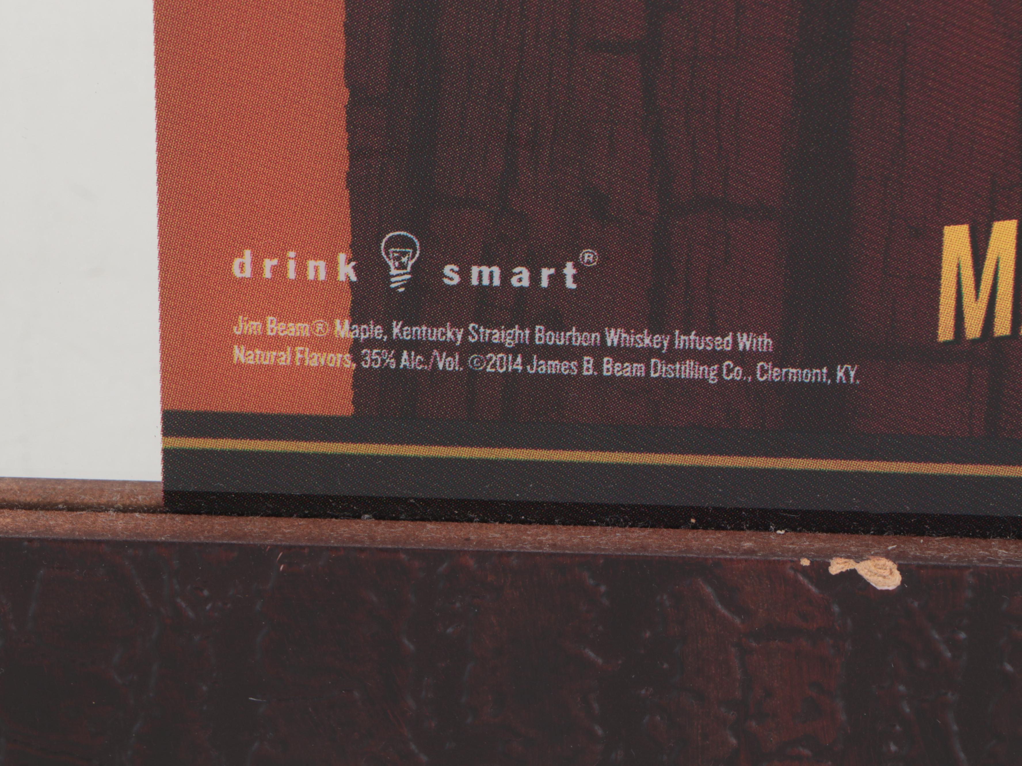 Jim Beam Maple Bourbon Whiskey Advertising Bar Mirror, 2014
