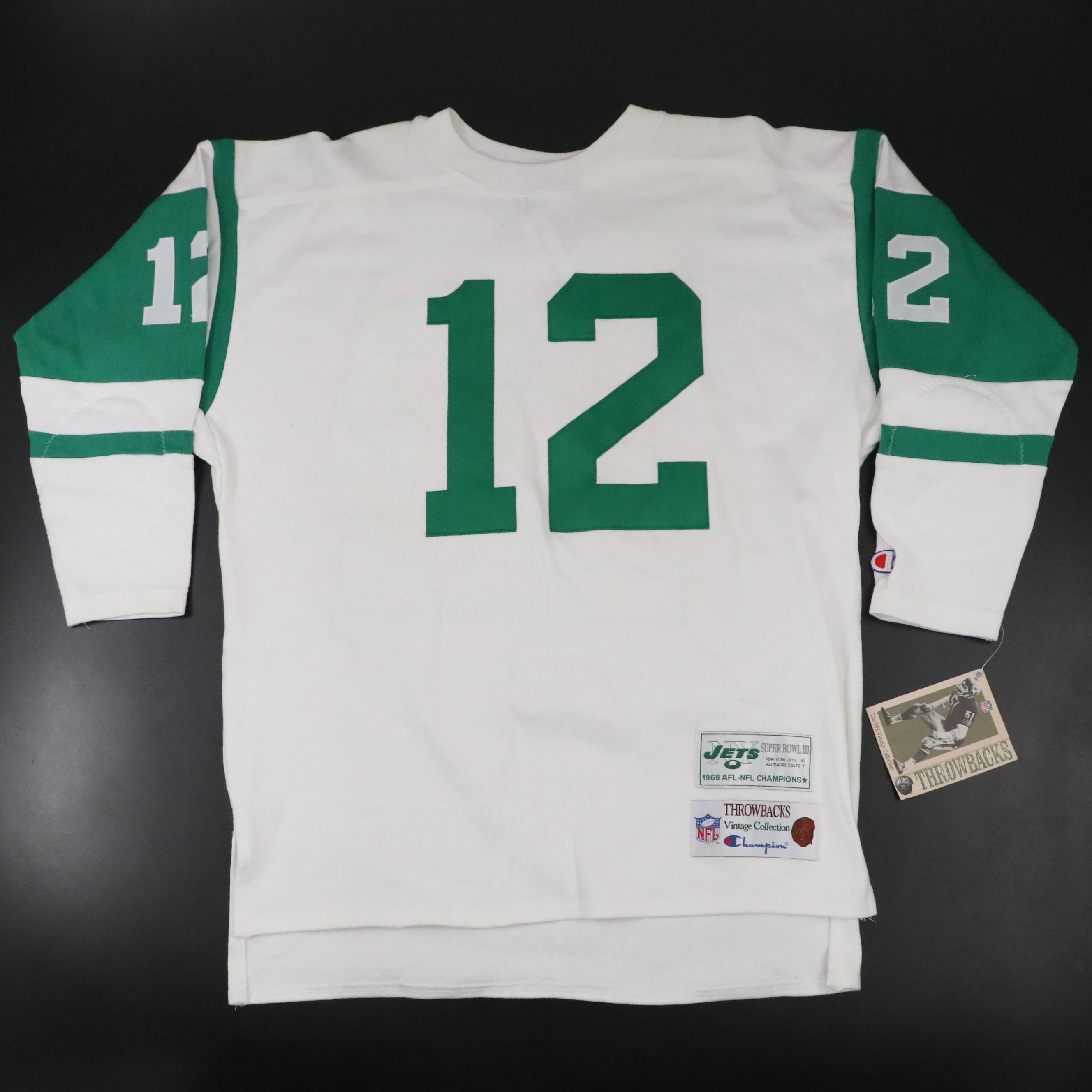 Joe Namath Signed Champion Throwback New York Jets Football Jersey, JSA
