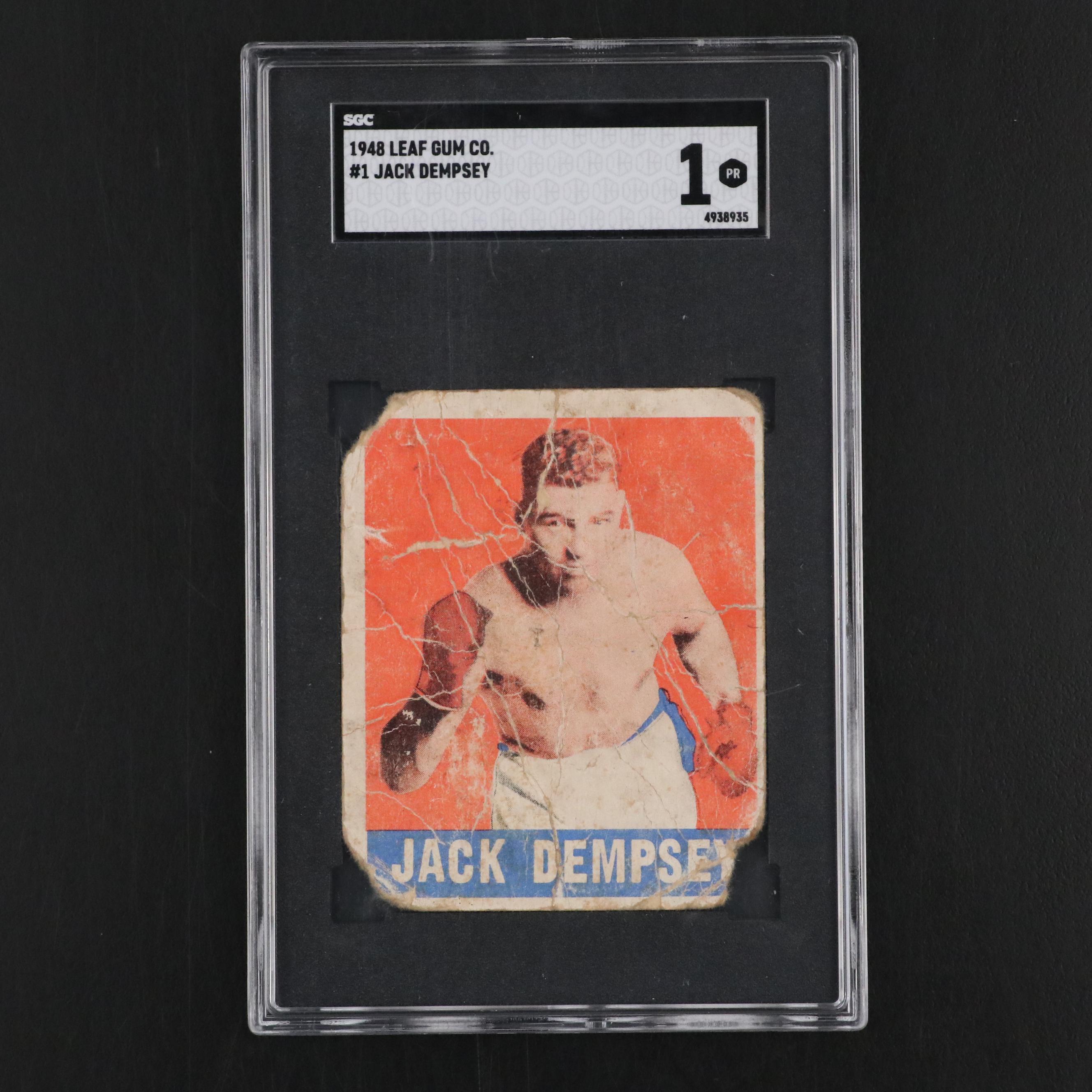 1948 Leaf Jack Dempsey Boxing Card Graded SGC 1 with Pin