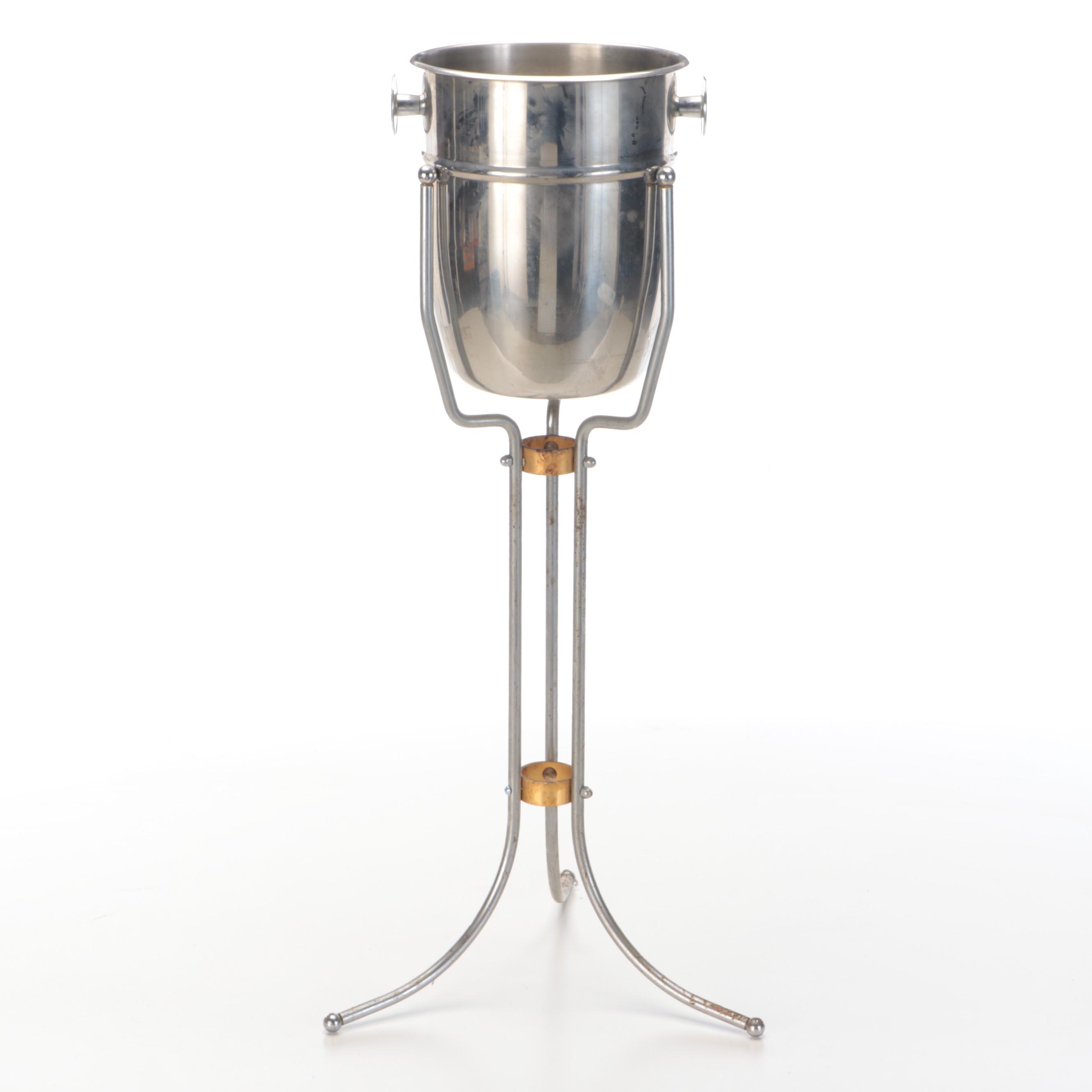 Retro Stainless Champagne Ice Bucket with Stand