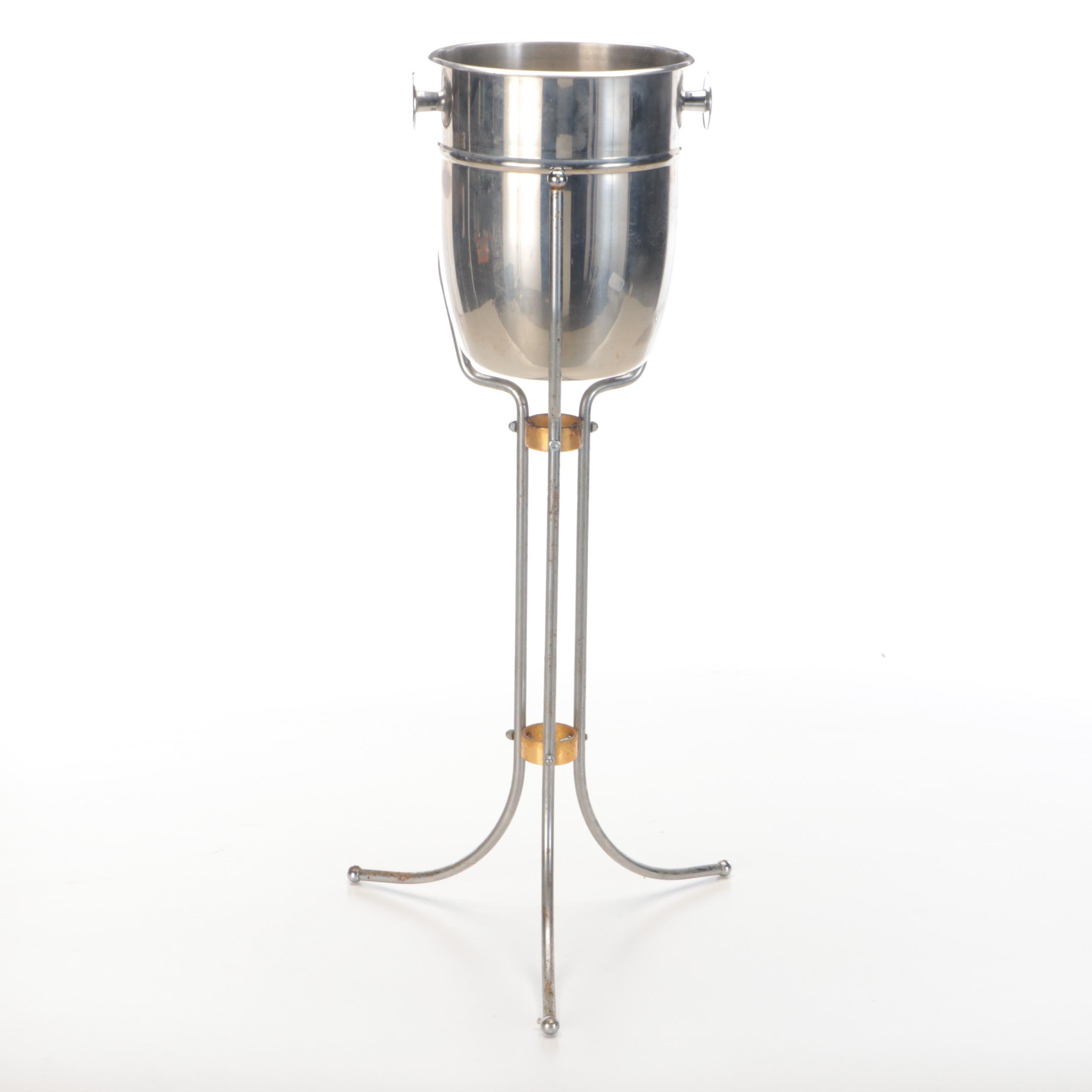Retro Stainless Champagne Ice Bucket with Stand