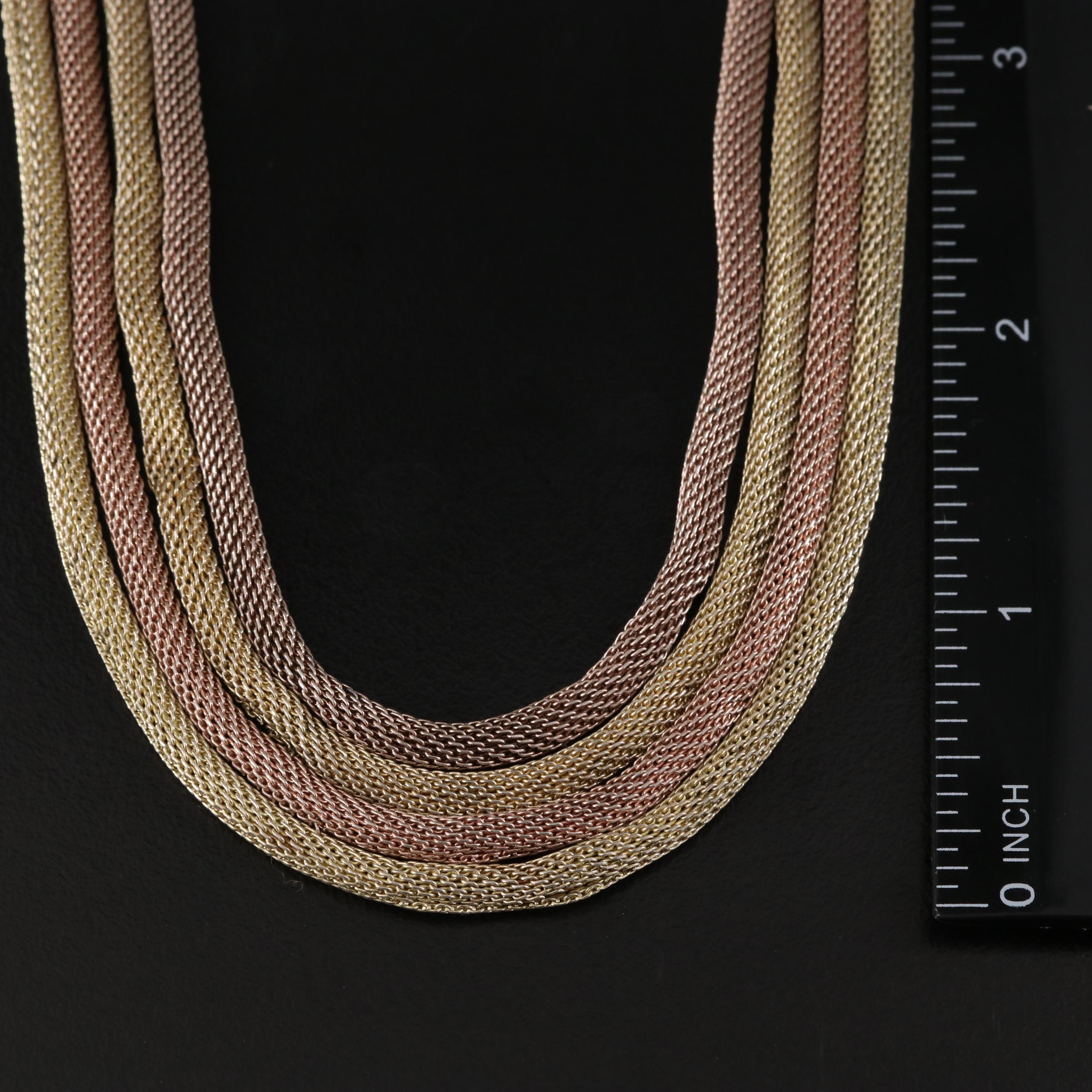 Vintage Ripley & Gowen Co. Inc. Sterling Tri-Color Mesh Collar Necklace