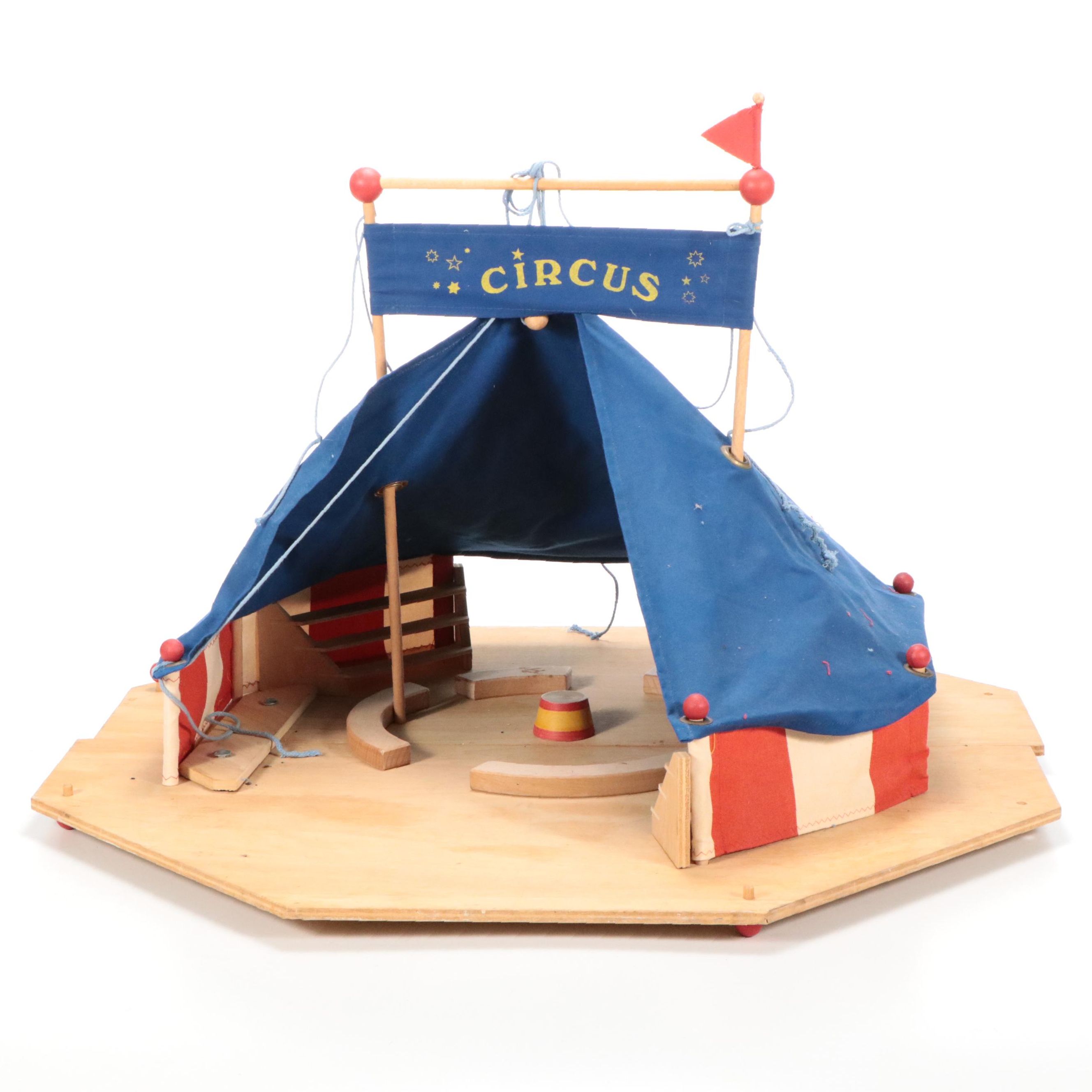 Wooden and Fabric Toy Circus Tent