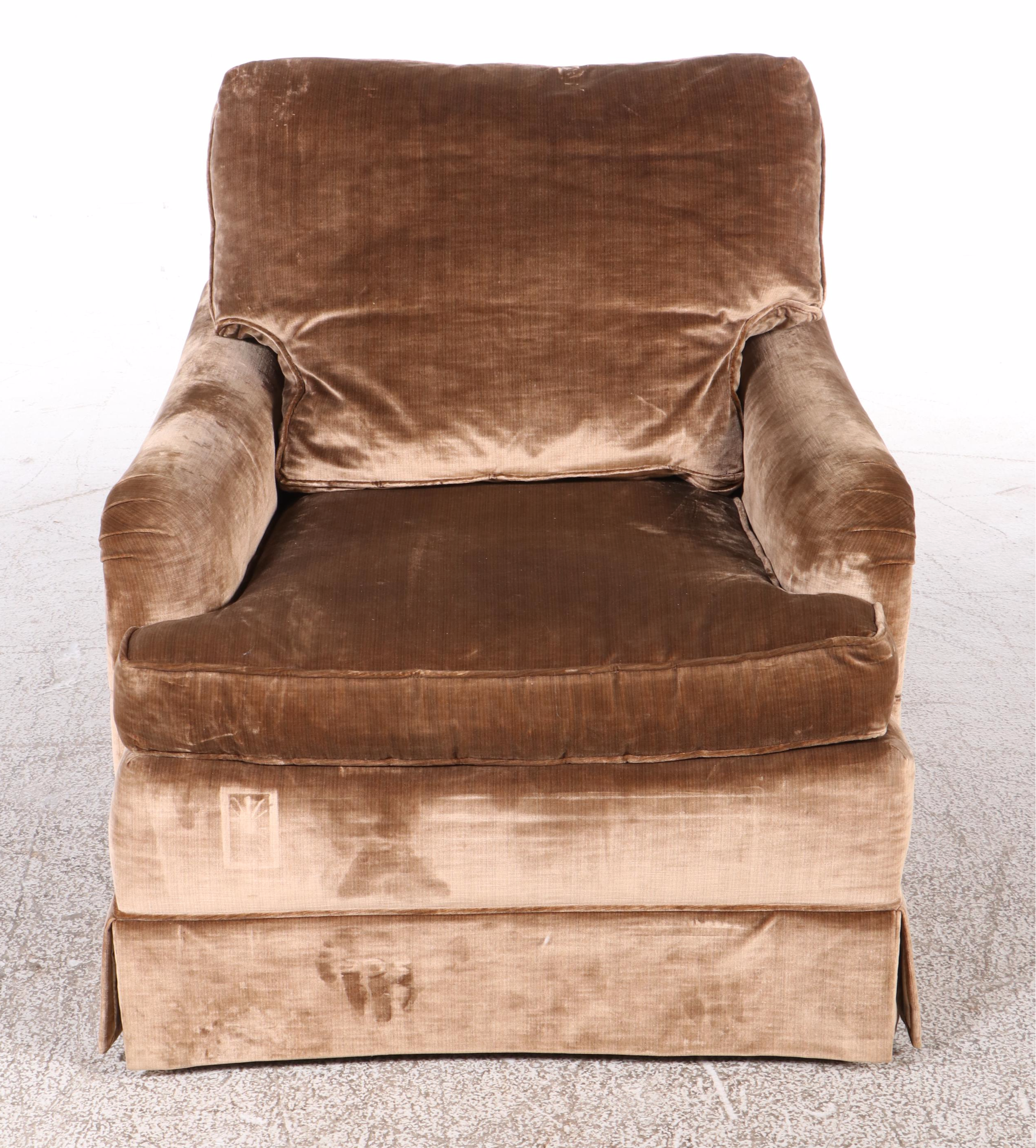 W & J Sloane Inc. Velveteen Upholstered Armchair