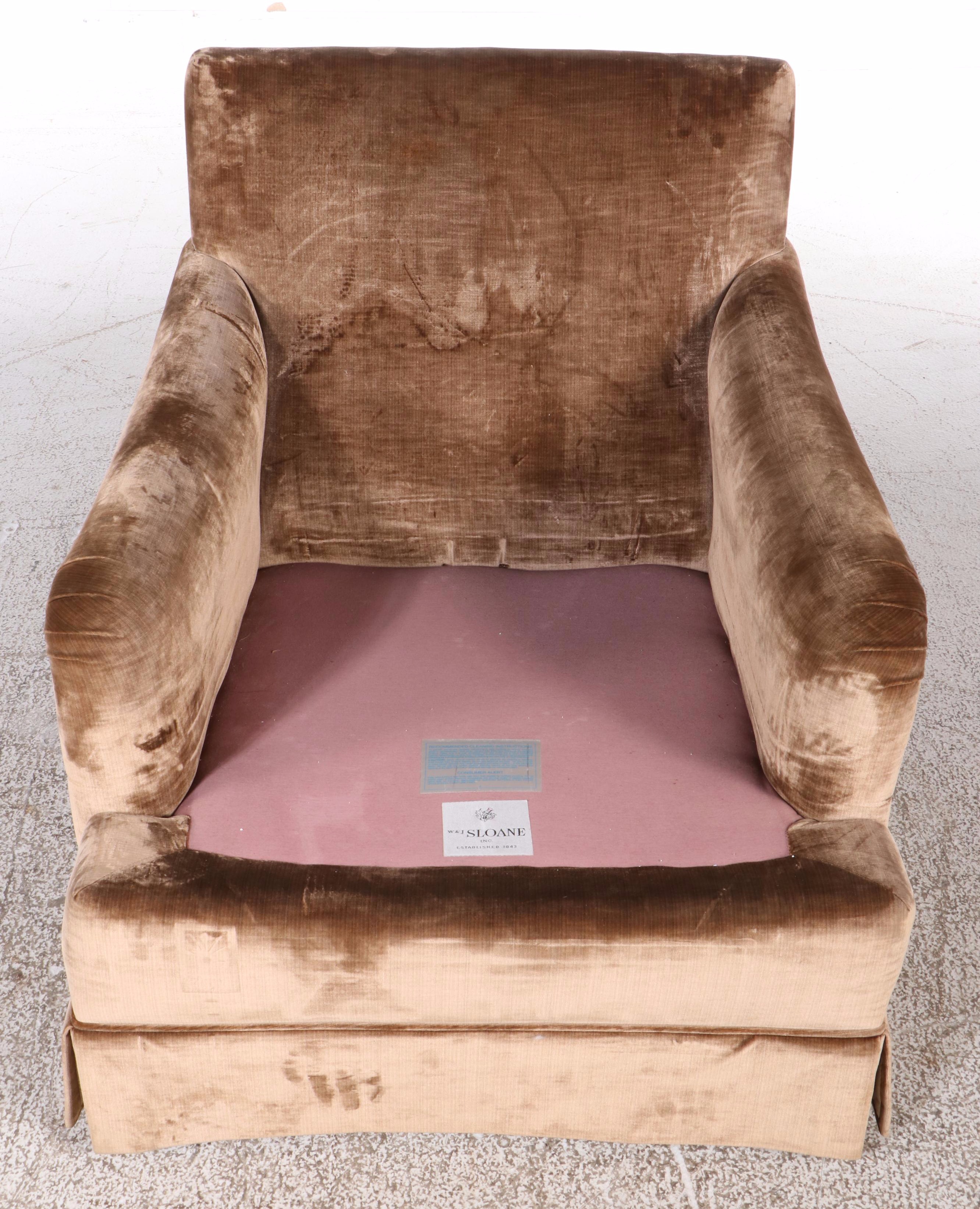 W & J Sloane Inc. Velveteen Upholstered Armchair