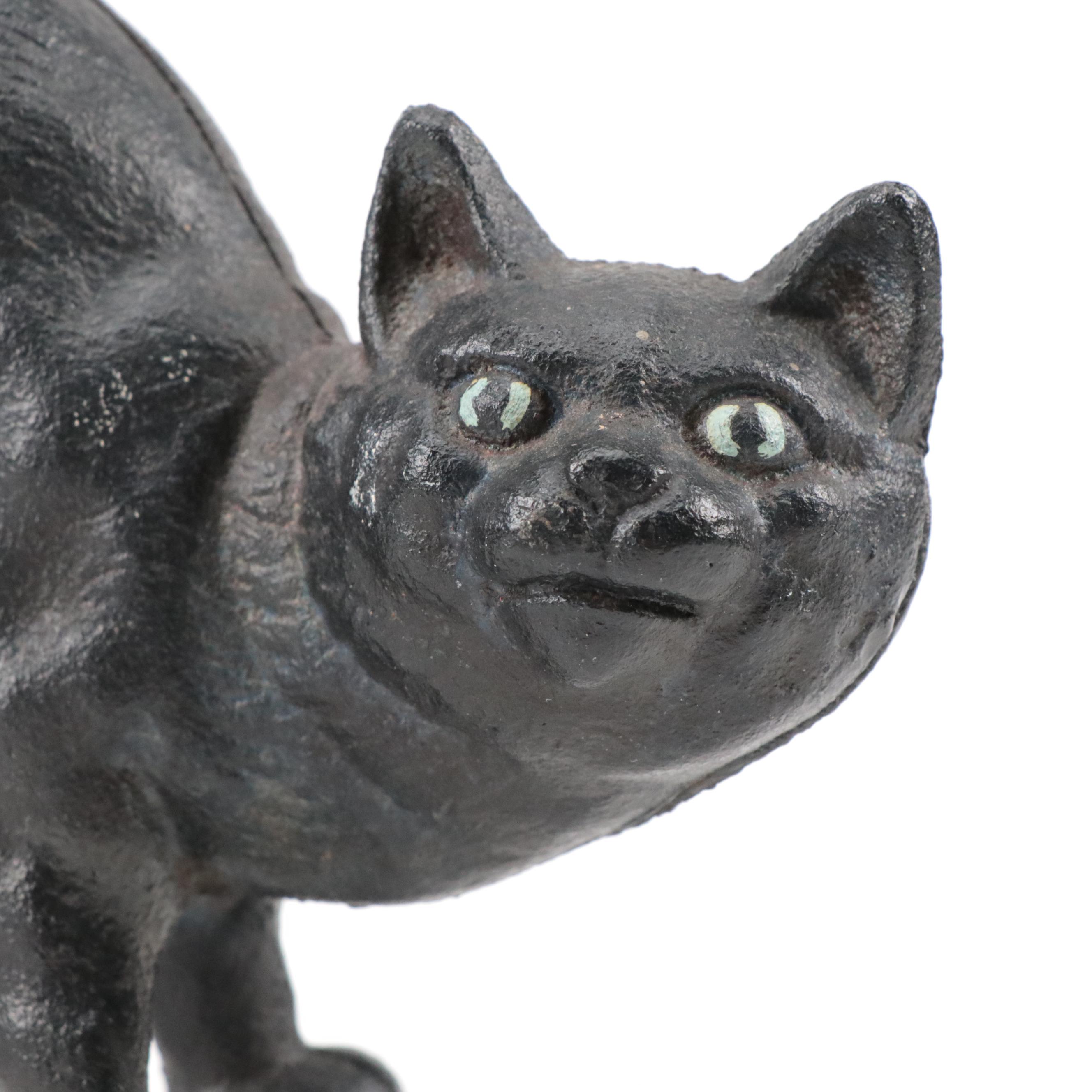 Hubley Style Cast Iron Black Cat Doorstop