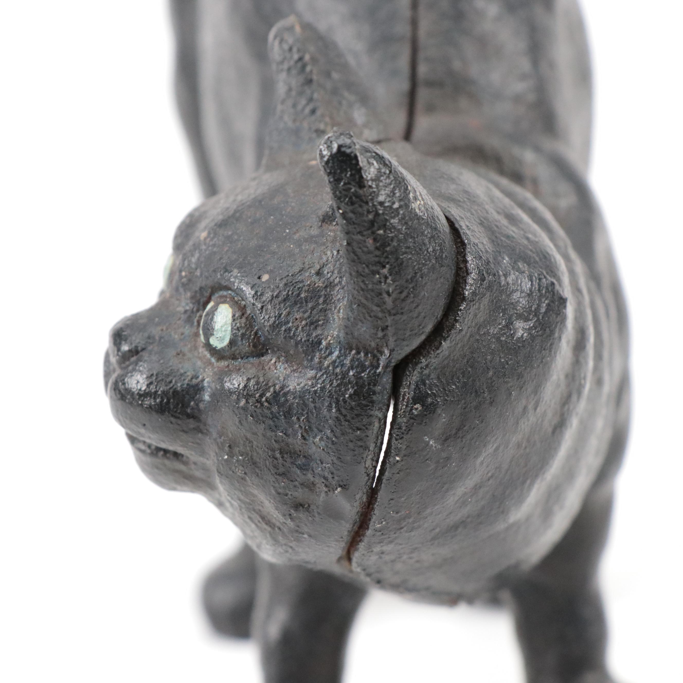 Hubley Style Cast Iron Black Cat Doorstop