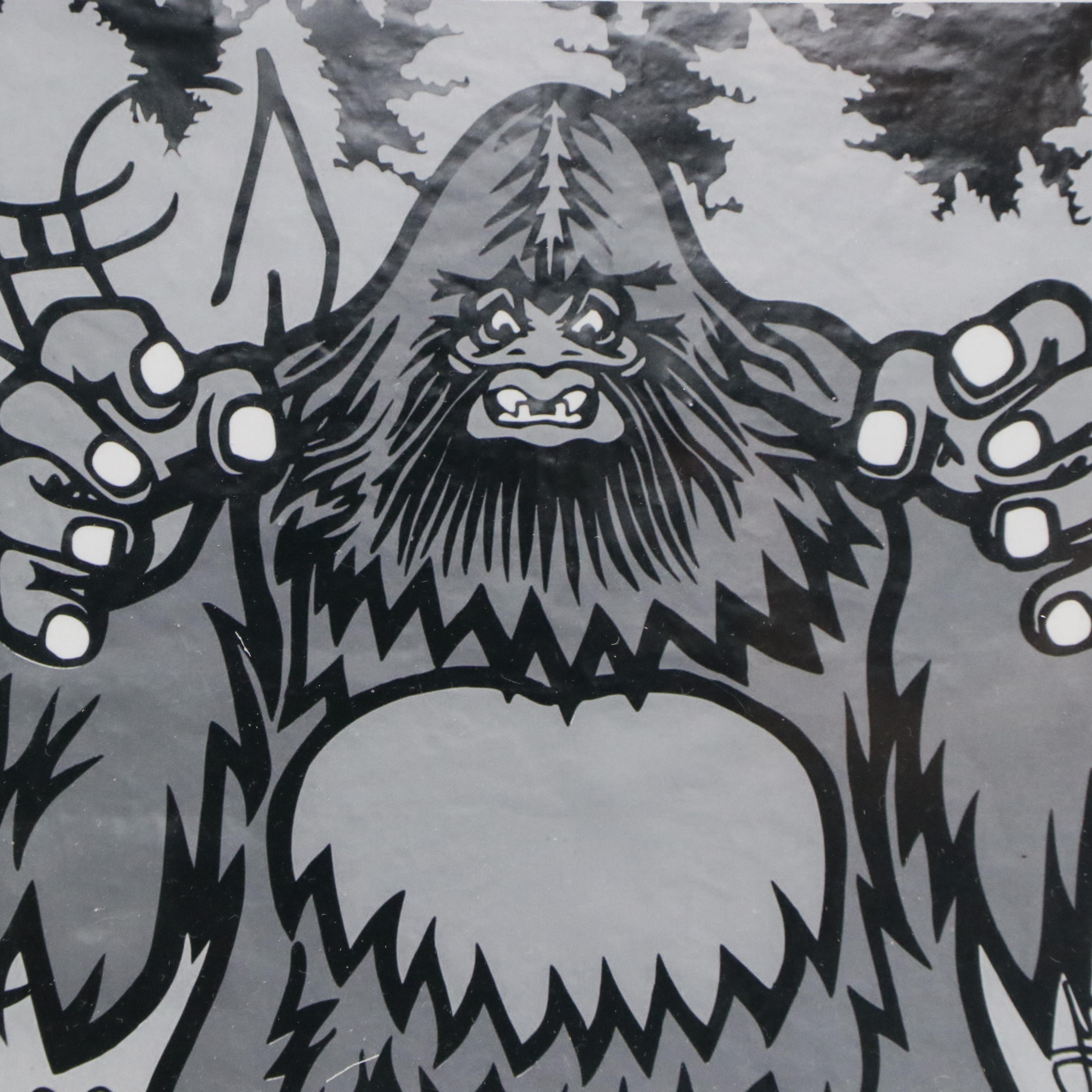 Monochromatic Digital Print of Bigfoot Cartoon