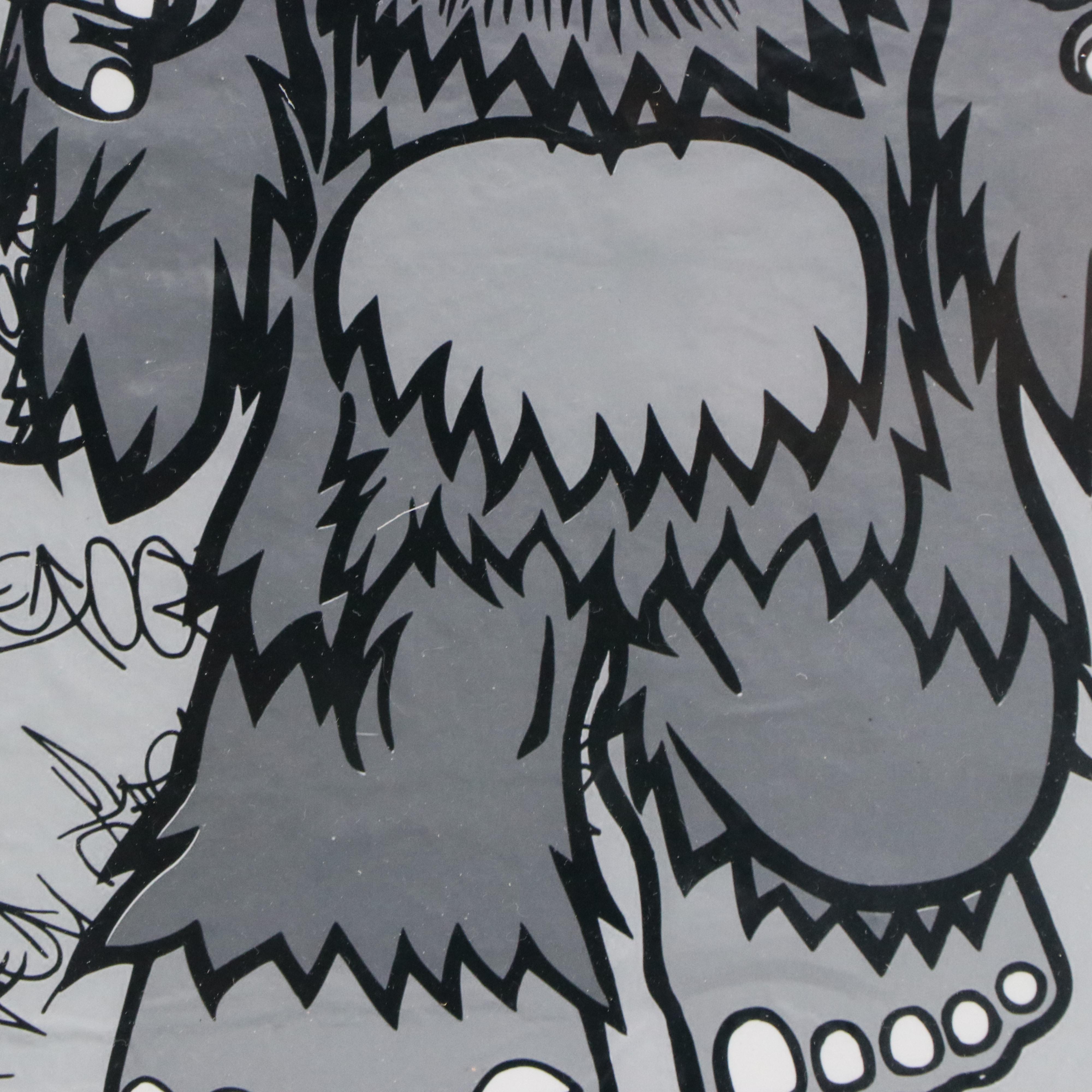 Monochromatic Digital Print of Bigfoot Cartoon