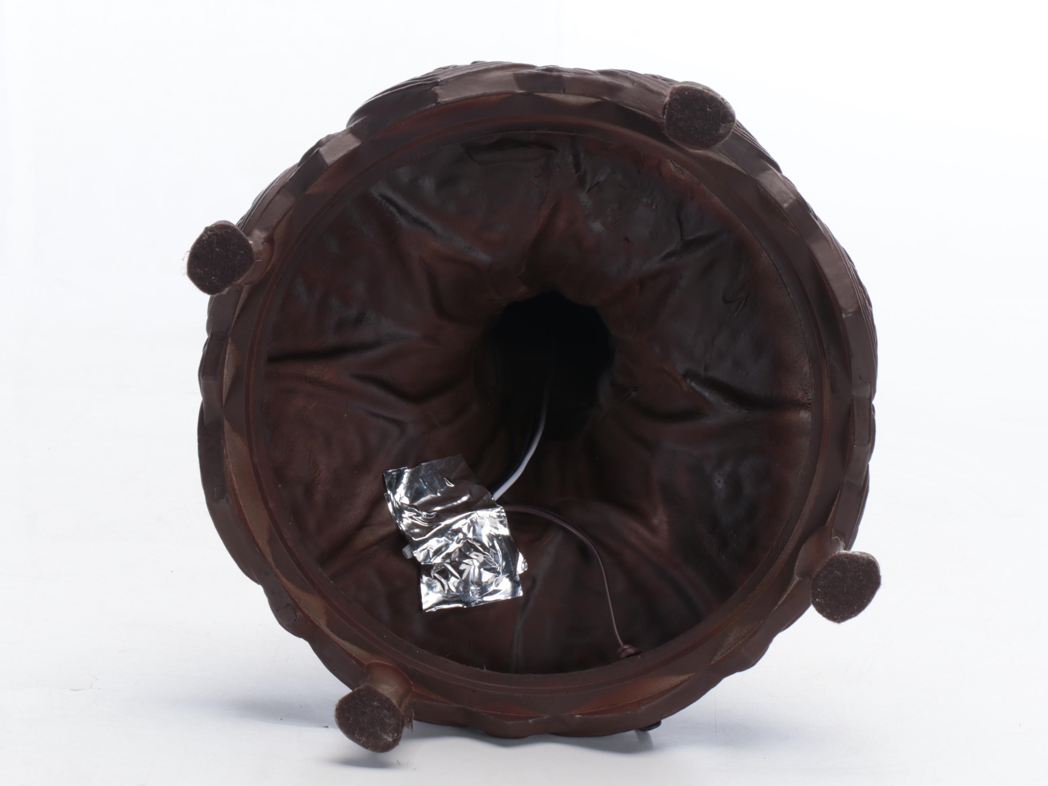 Bronzed Spelter Table Lamp with Pond Lilies Slag Glass Shade