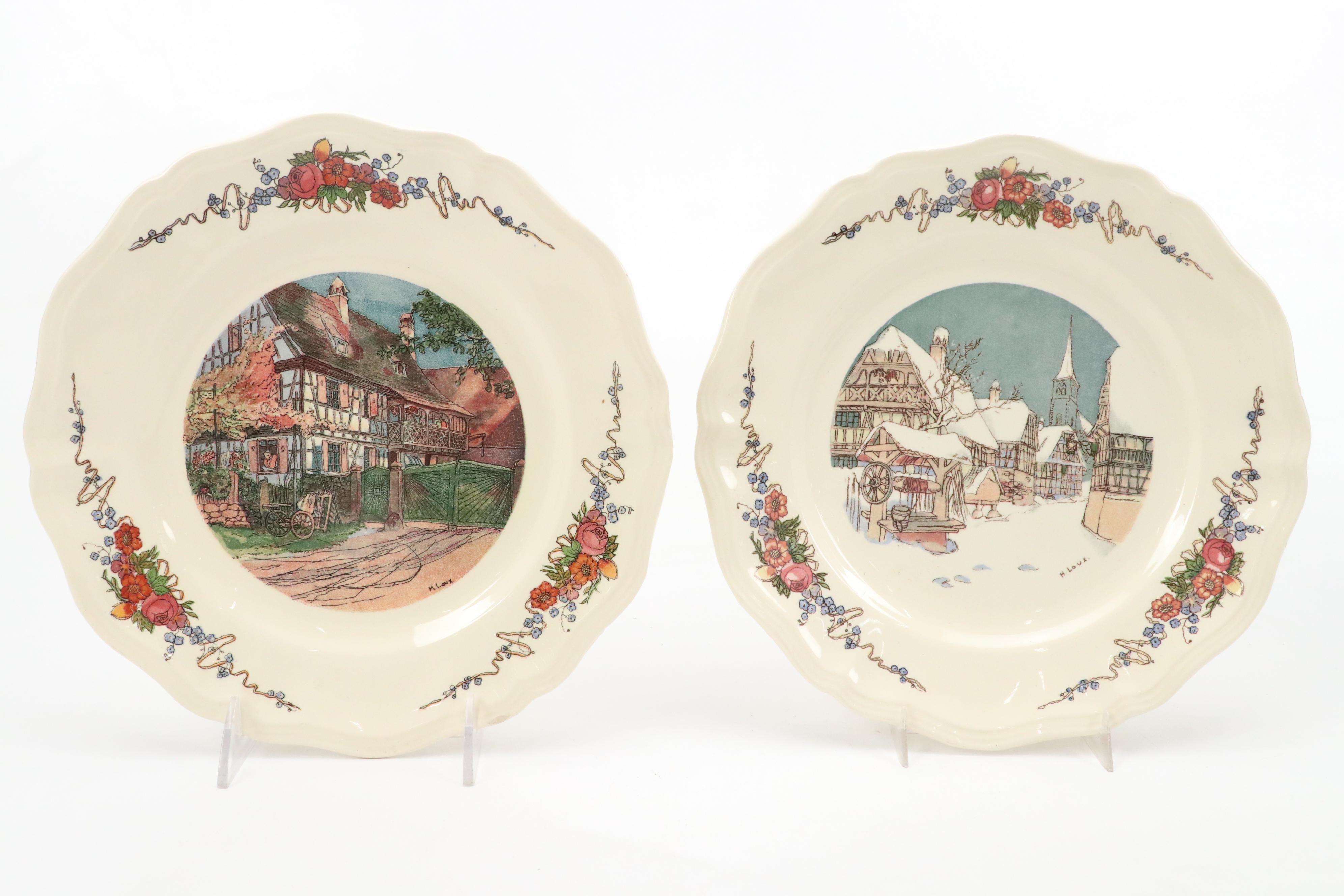 Sarreguemines "Obernai Faienceries" Ceramic Plates