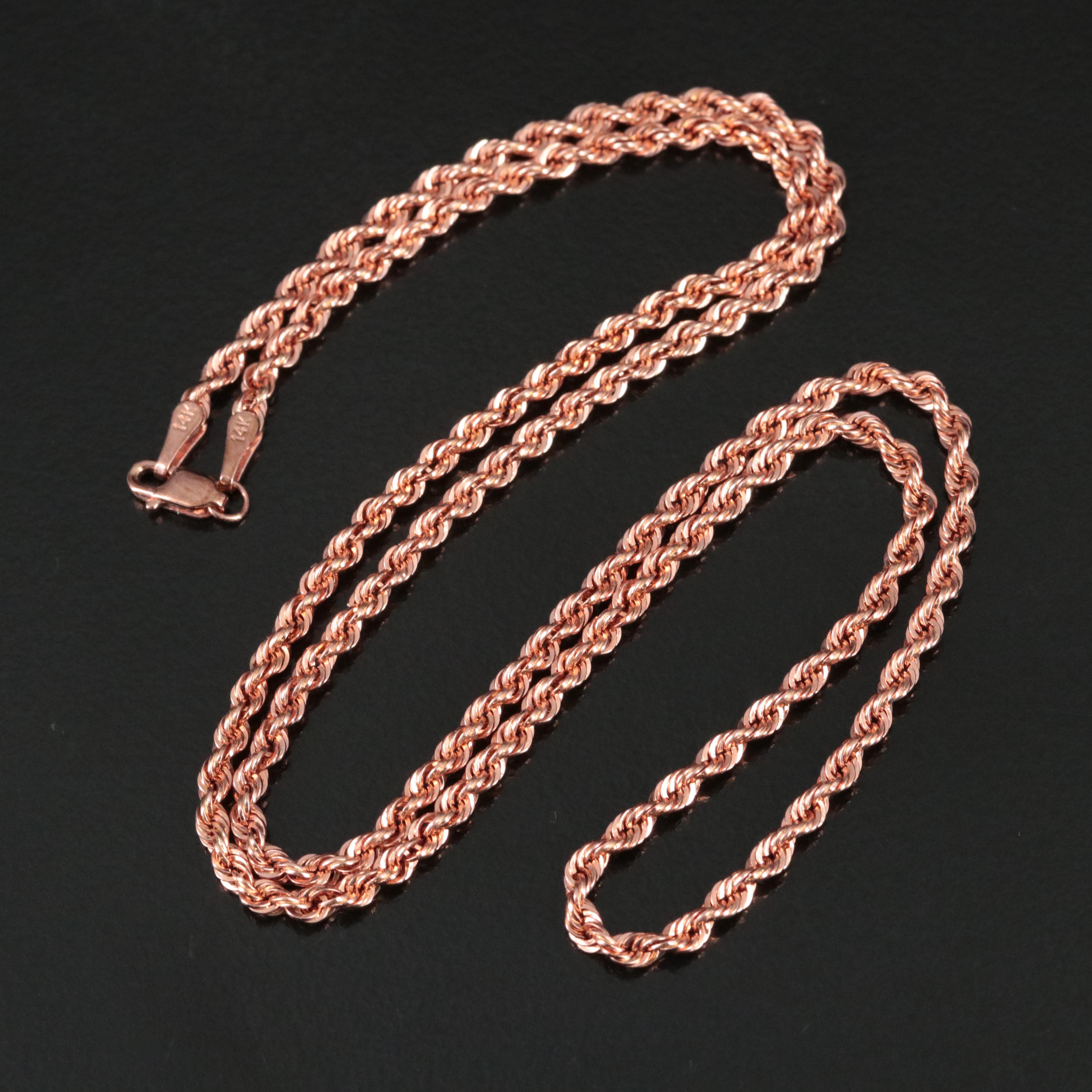 14K Rose Gold Rope Chain