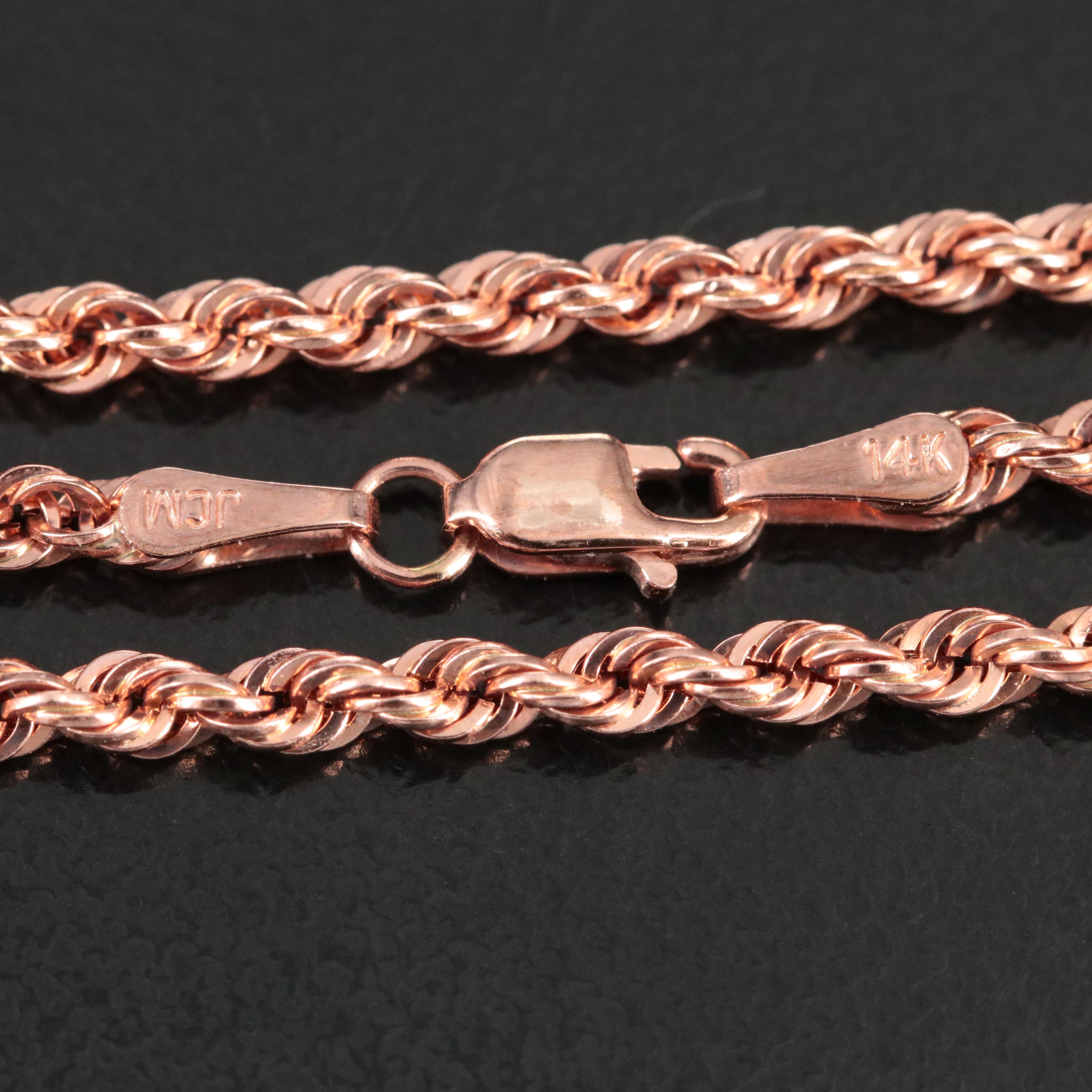 14K Rose Gold Rope Chain