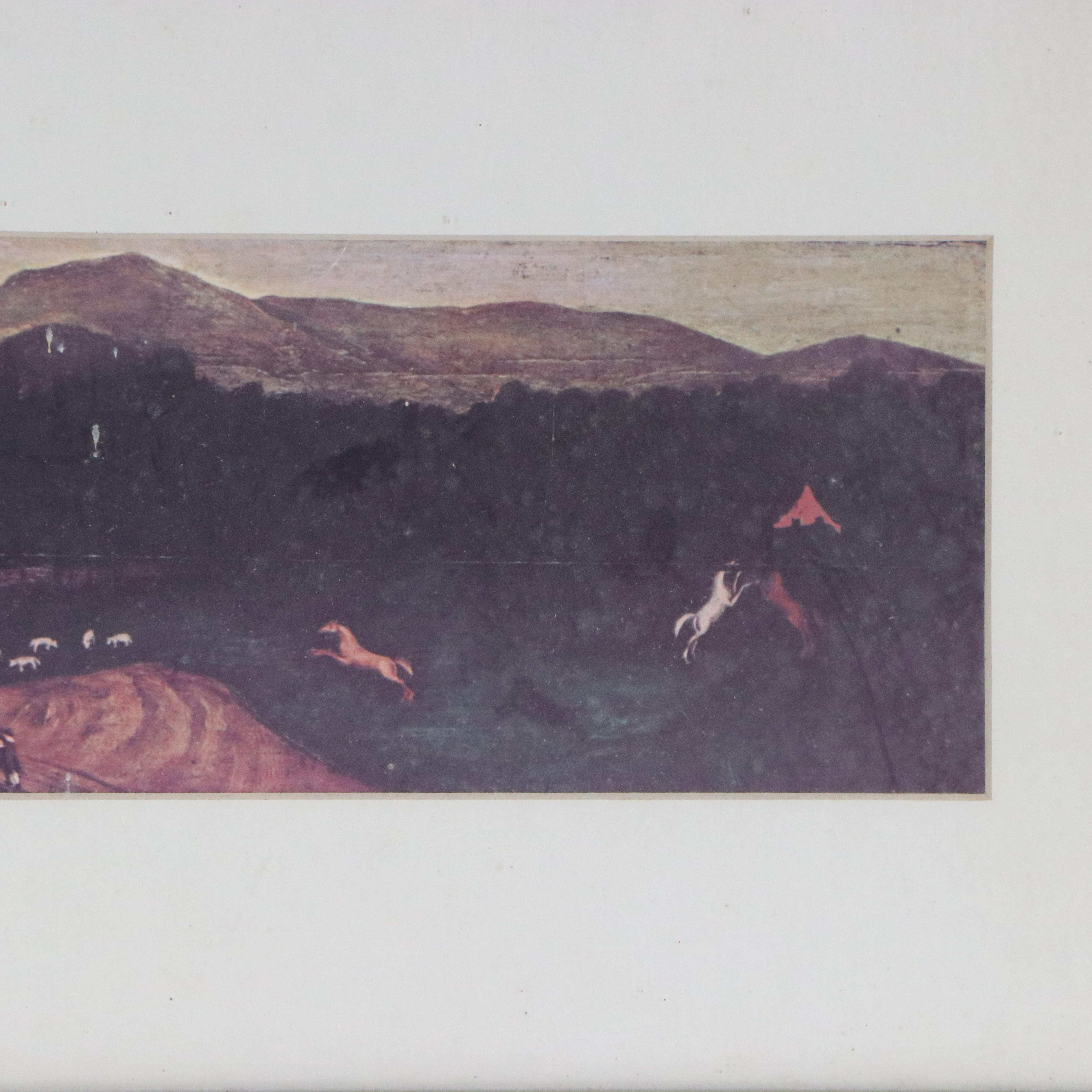 Offset Lithograph of Early American Farm Scene, 20th Century