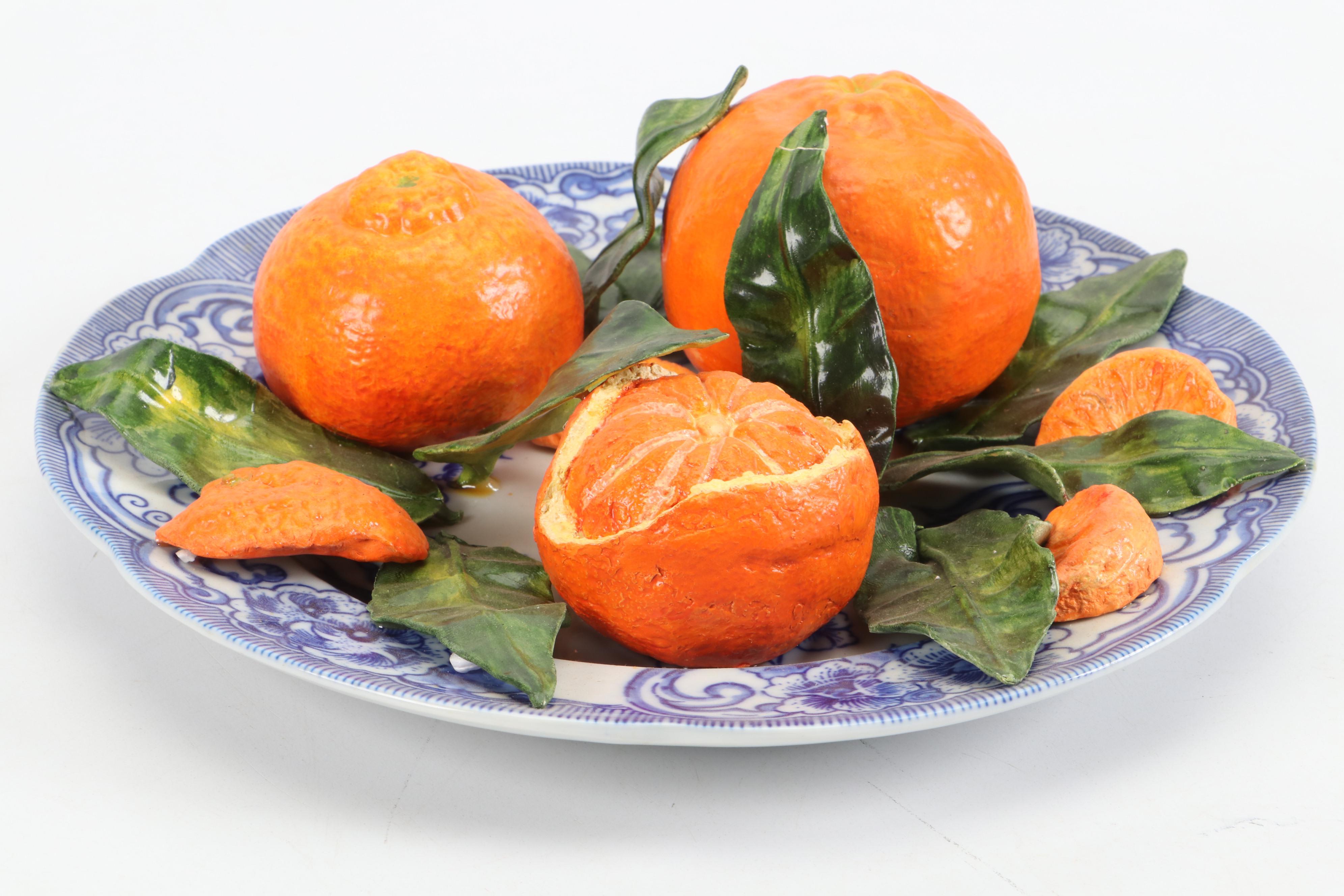 Christine Viennet Trompe L'Oeil Majolica Oranges Centerpiece
