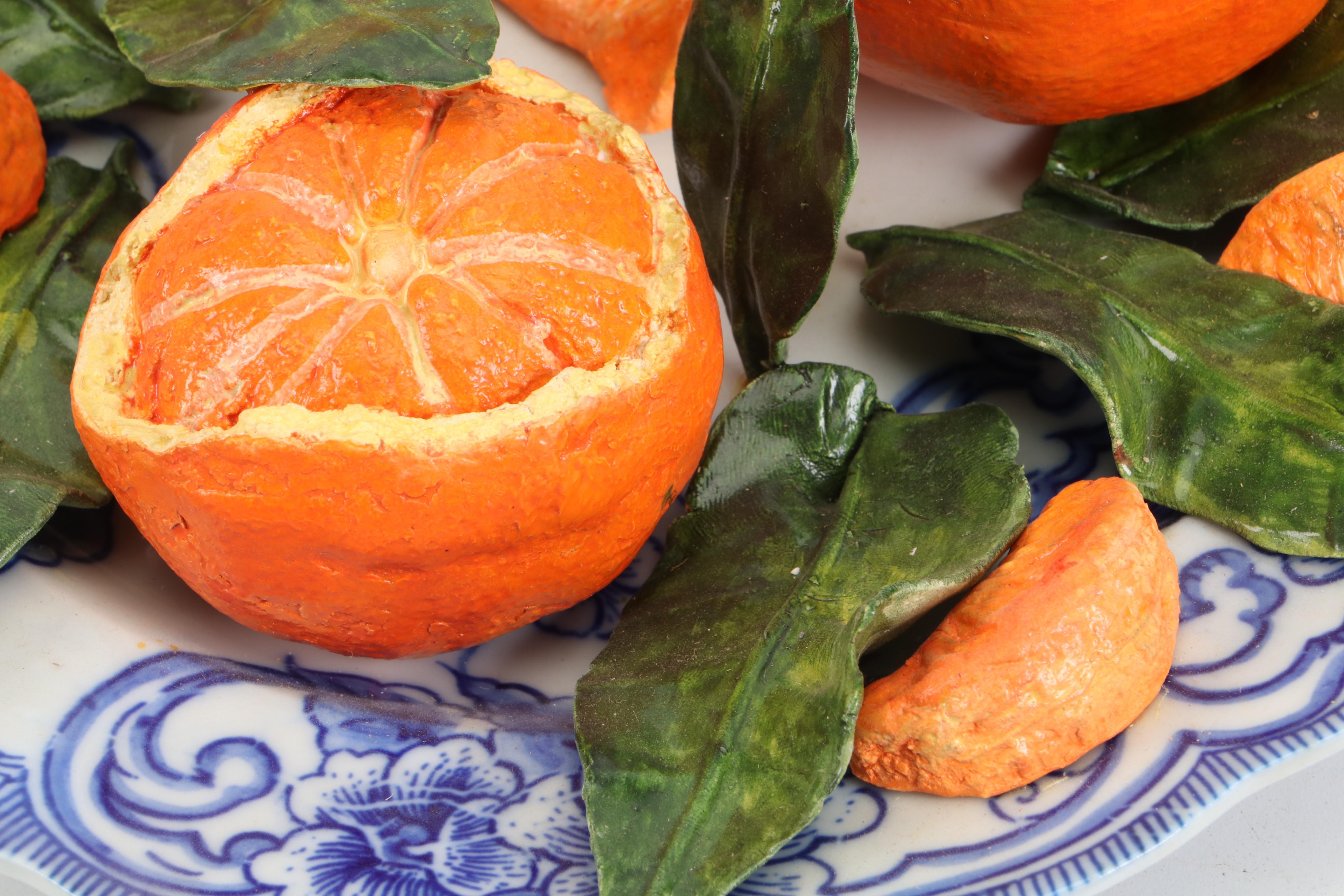 Christine Viennet Trompe L'Oeil Majolica Oranges Centerpiece