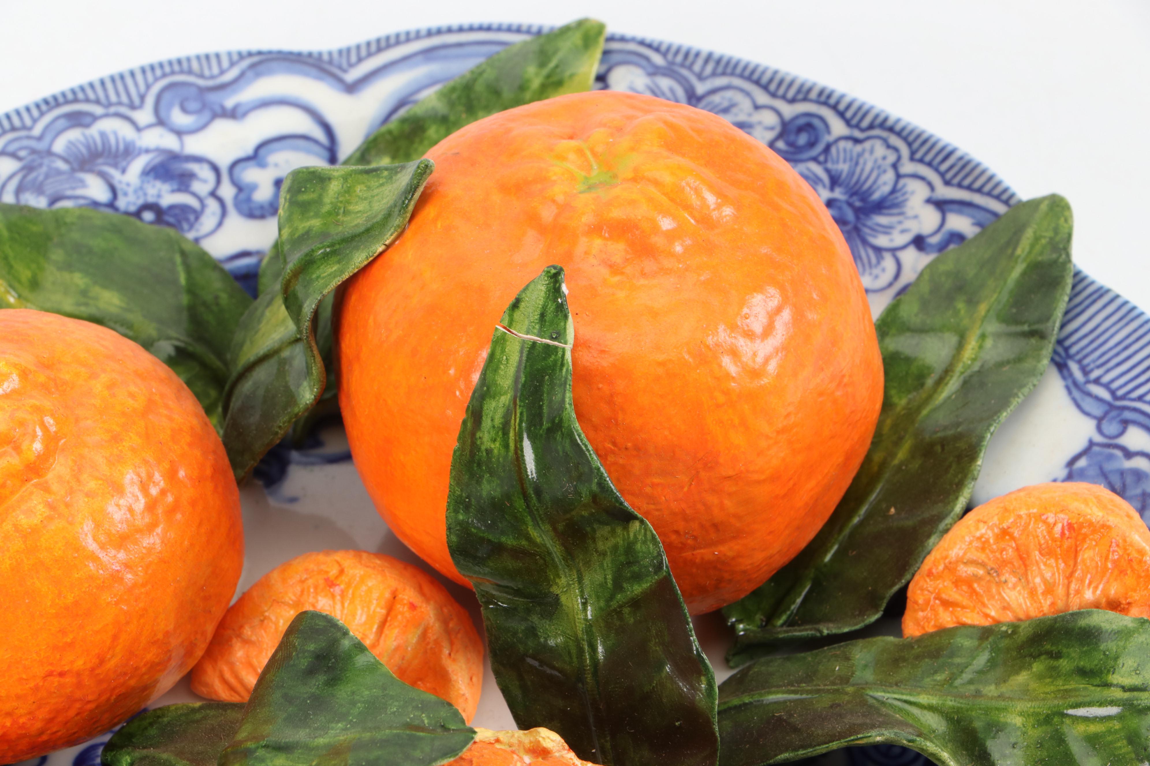 Christine Viennet Trompe L'Oeil Majolica Oranges Centerpiece