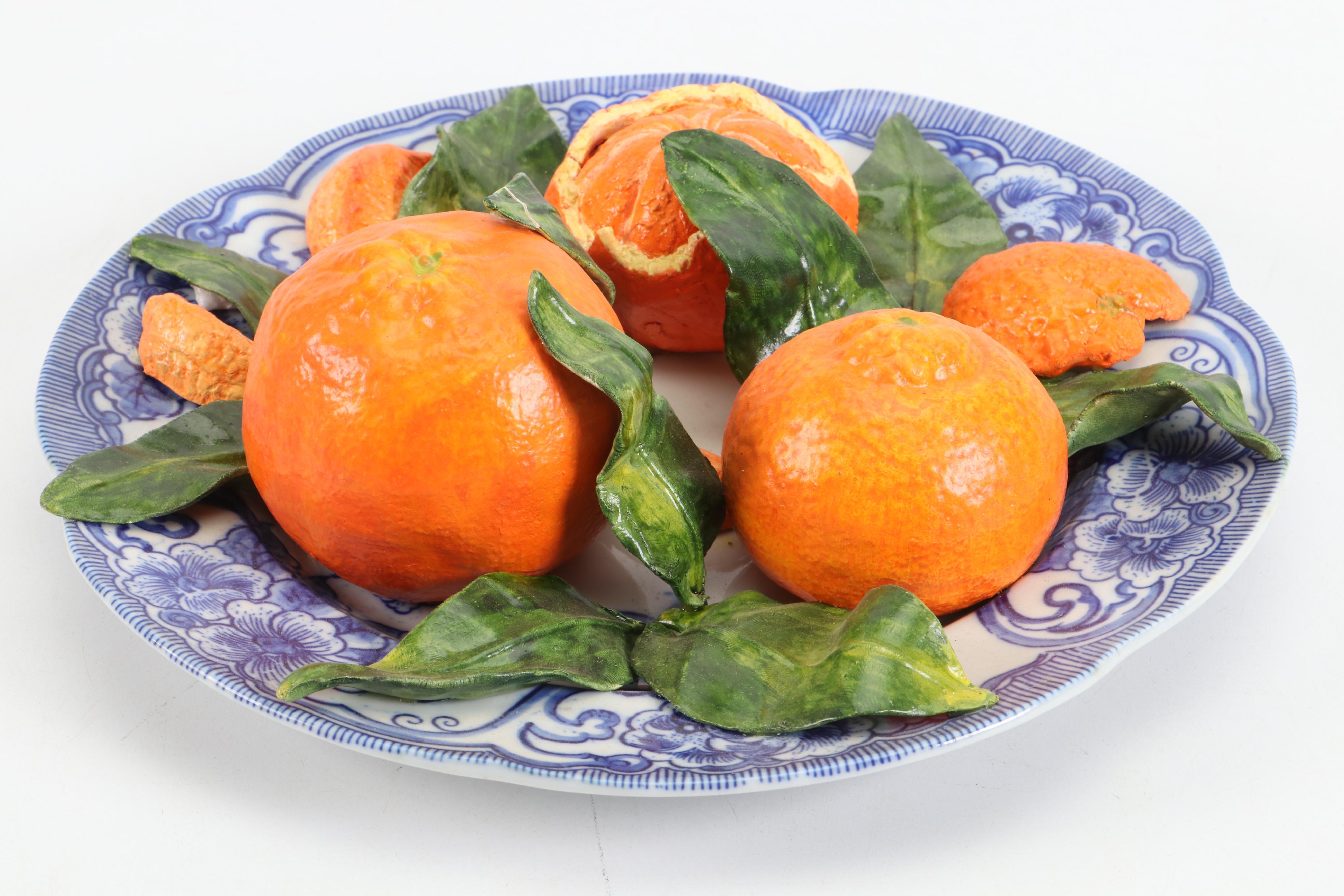 Christine Viennet Trompe L'Oeil Majolica Oranges Centerpiece