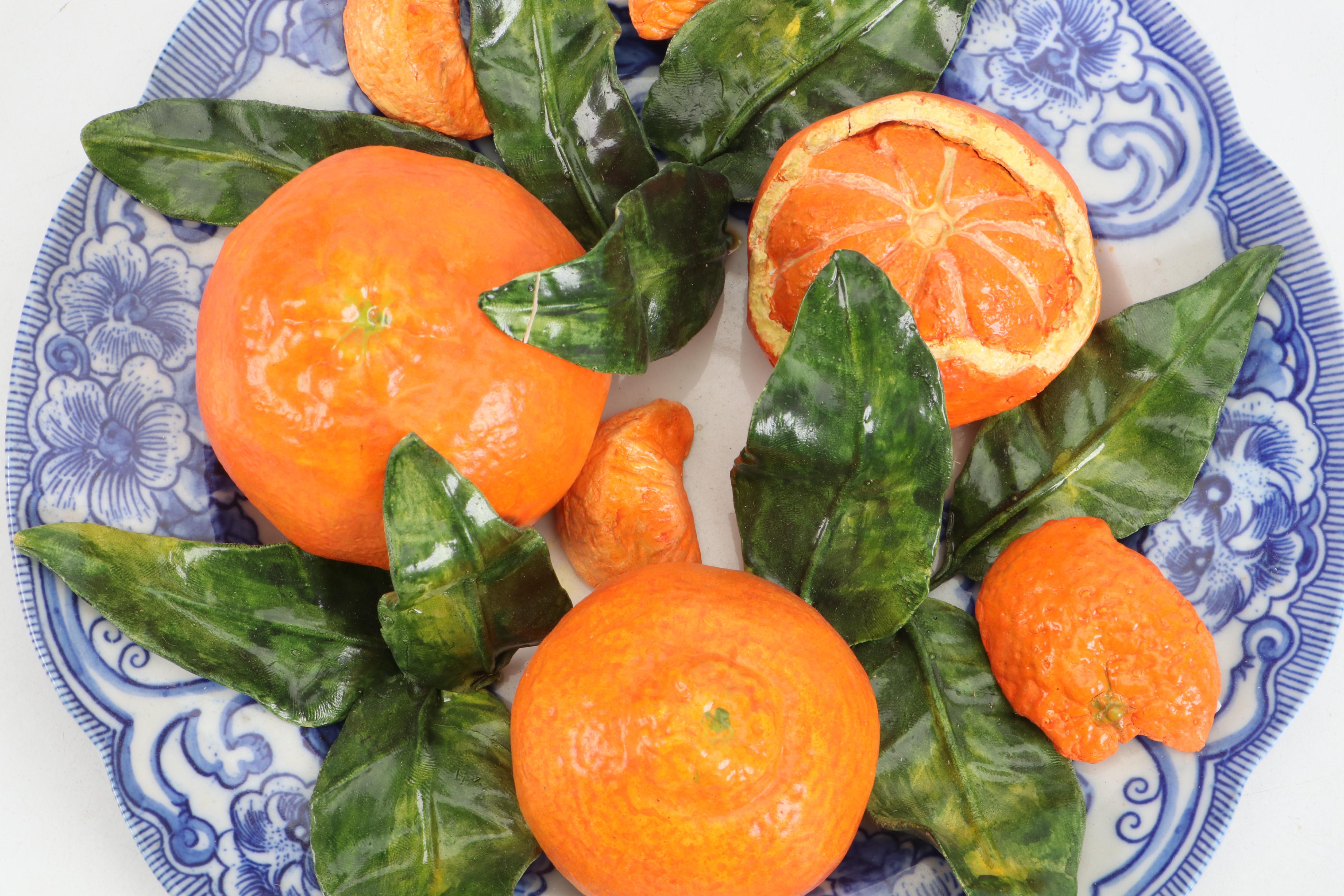 Christine Viennet Trompe L'Oeil Majolica Oranges Centerpiece