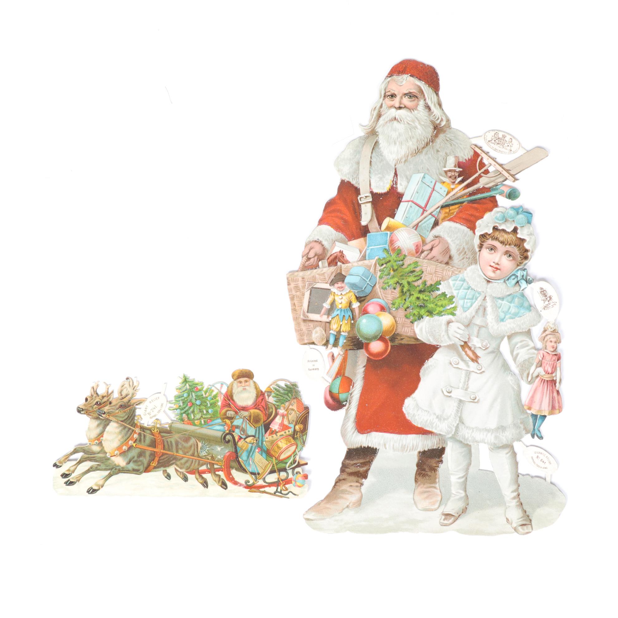 Embossed Die Cut Christmas Paper Scraps, Early 20th Century