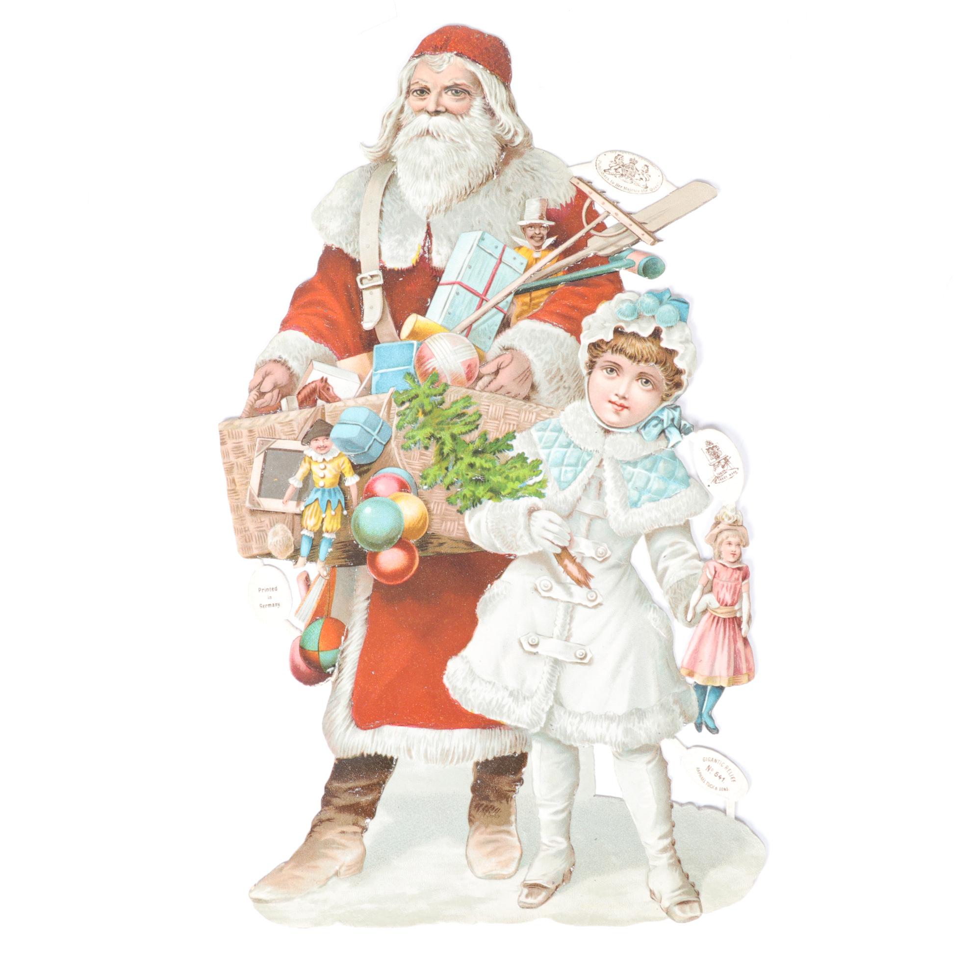 Embossed Die Cut Christmas Paper Scraps, Early 20th Century