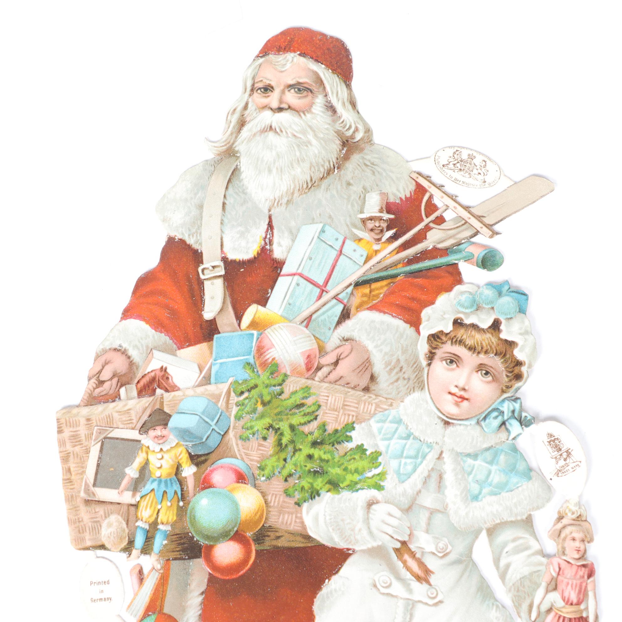 Embossed Die Cut Christmas Paper Scraps, Early 20th Century