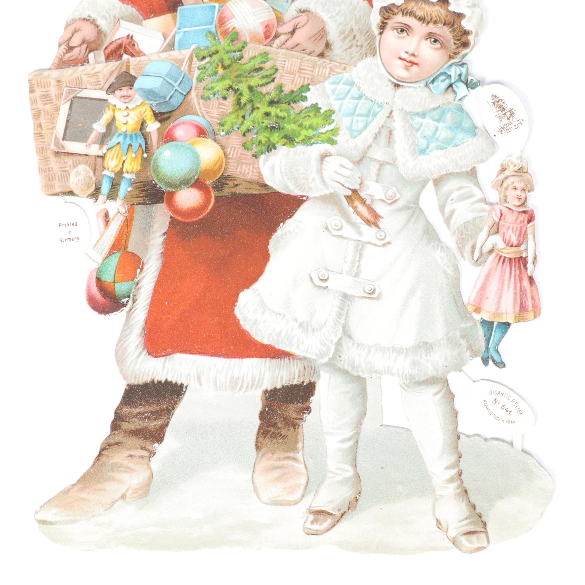 Embossed Die Cut Christmas Paper Scraps, Early 20th Century