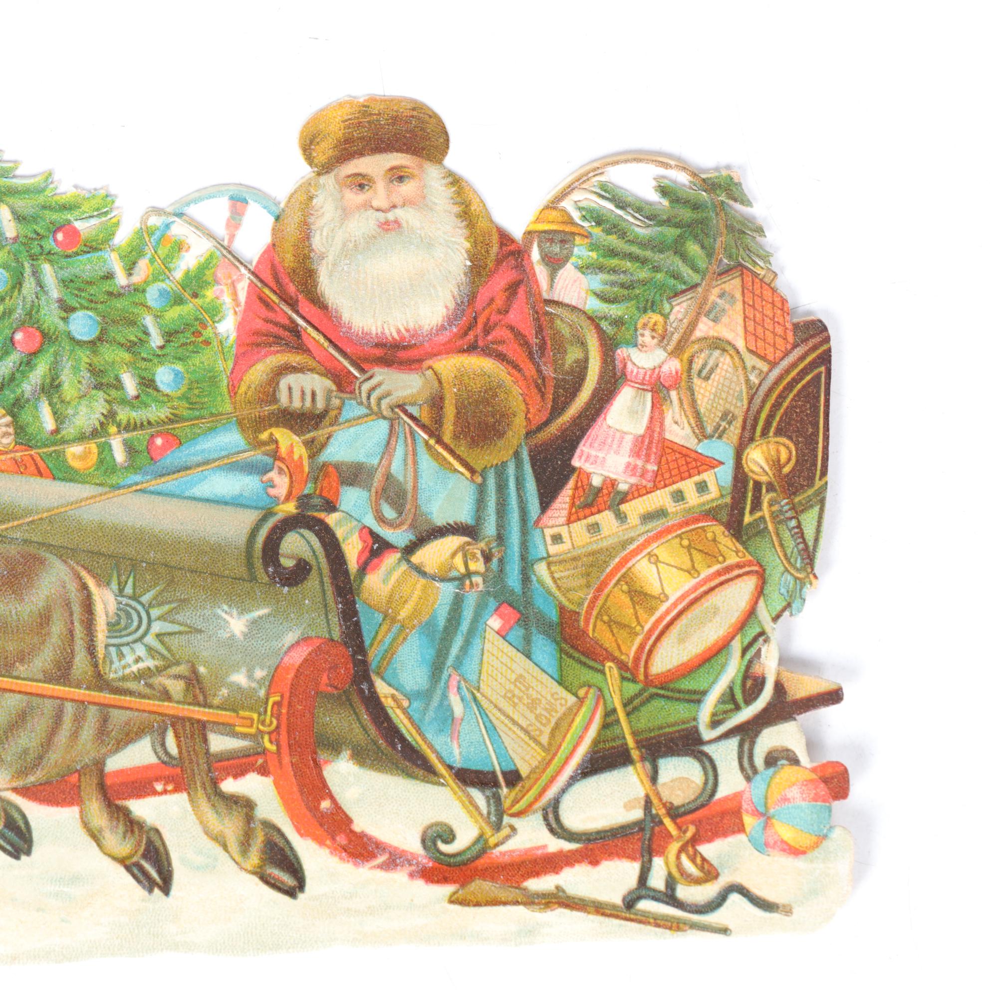 Embossed Die Cut Christmas Paper Scraps, Early 20th Century