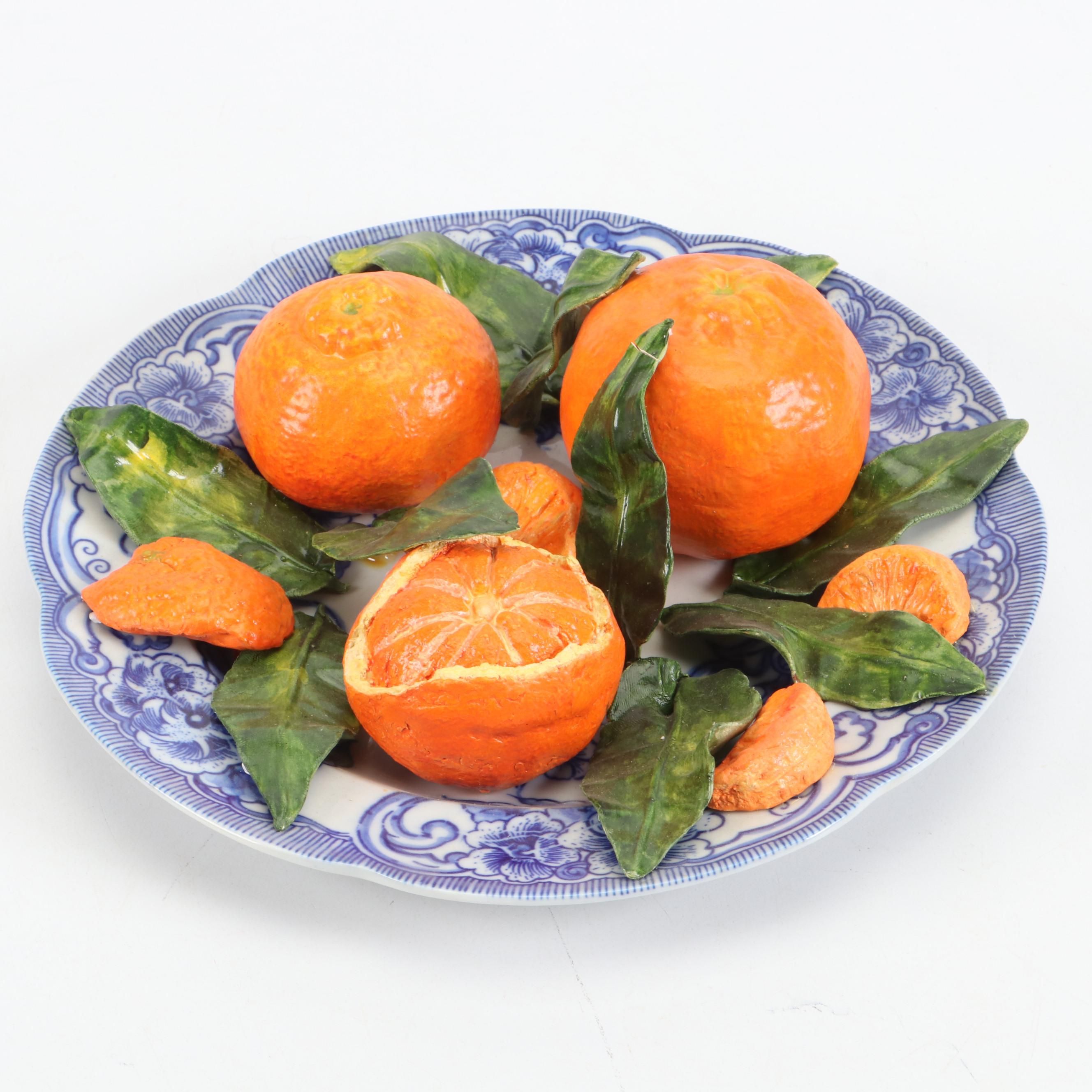Christine Viennet Trompe L'Oeil Majolica Oranges Centerpiece