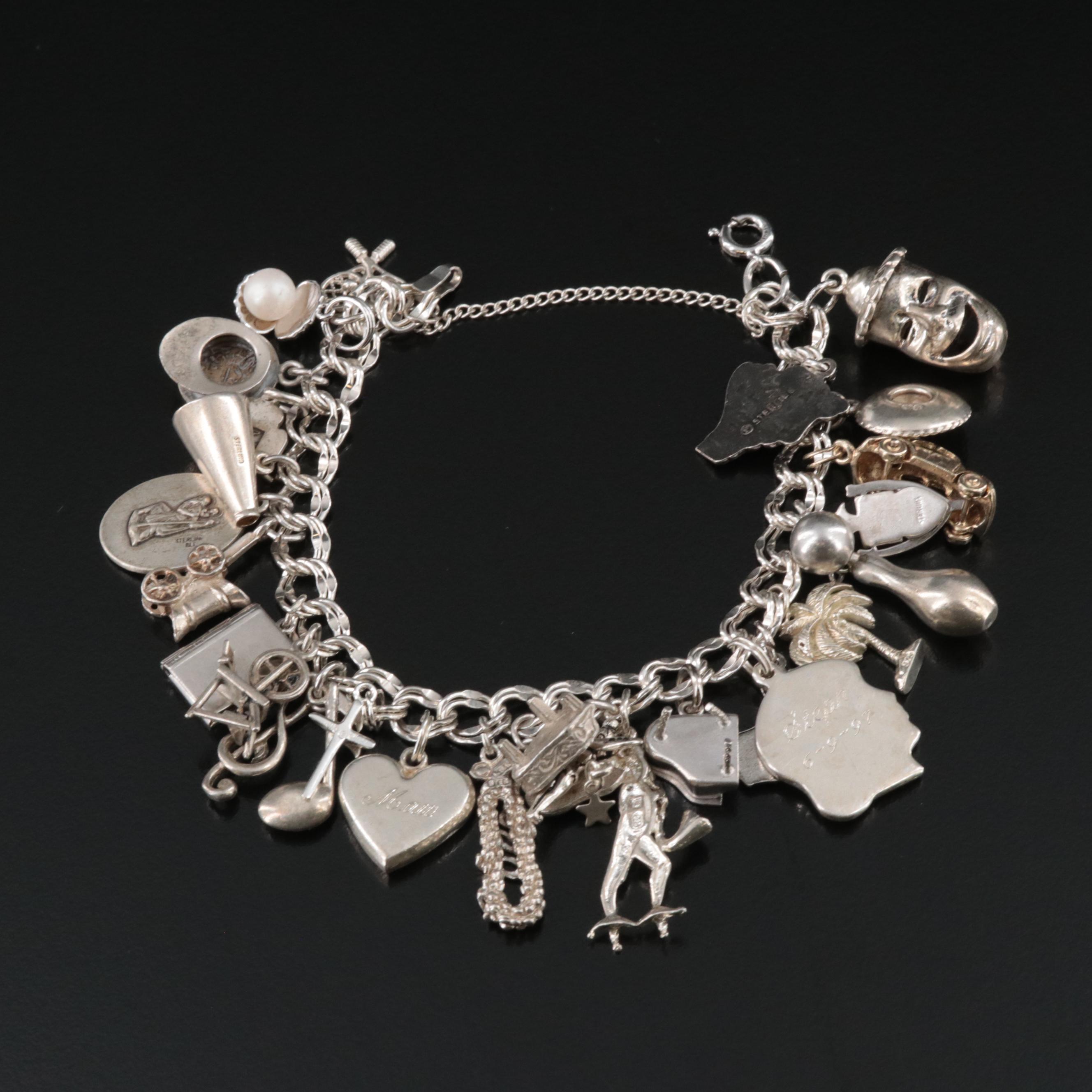 Sterling Charm Bracelet with Disney and State Charms