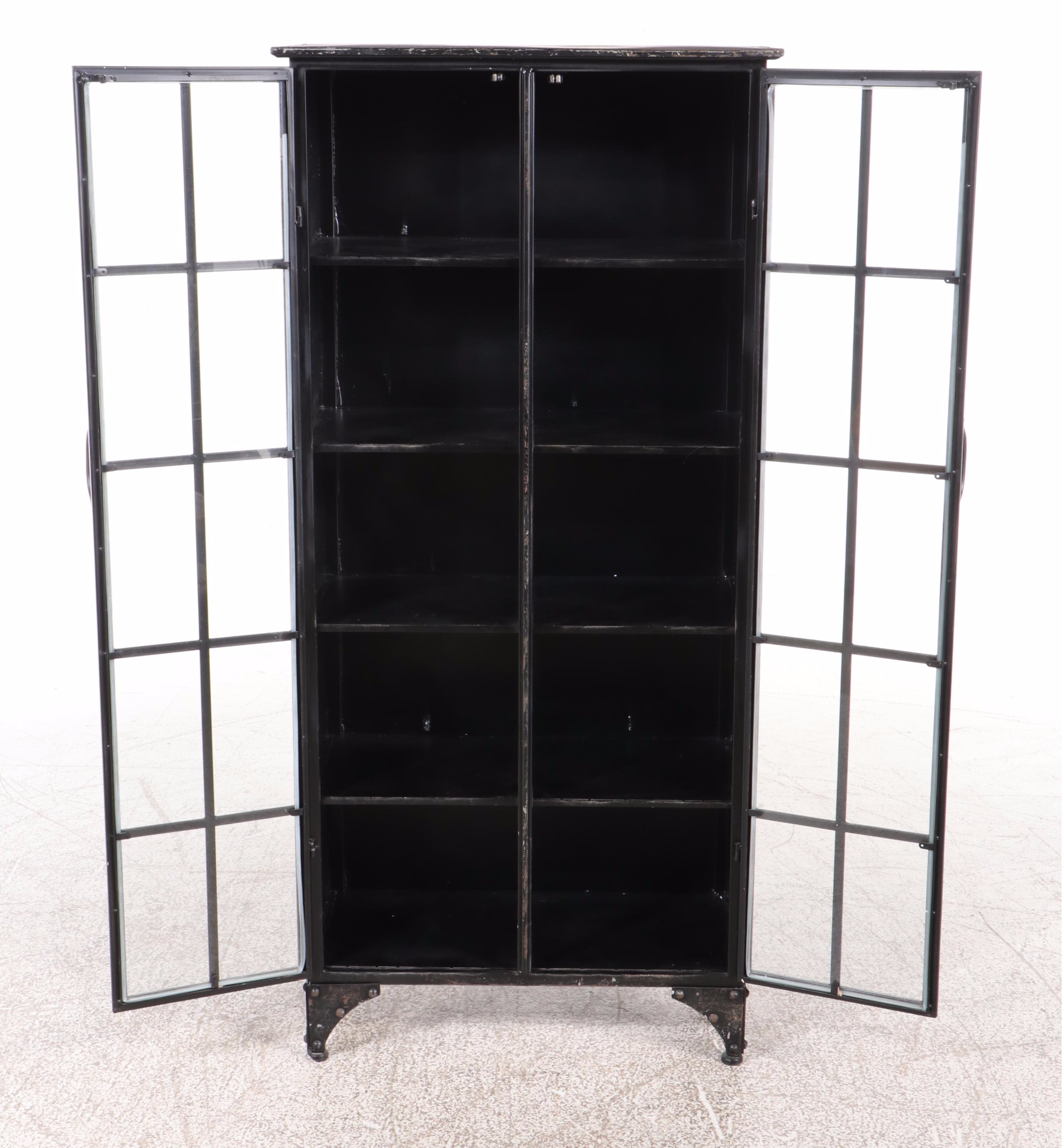 Industrial Style Black Metal Display Cabinet, 20th Century