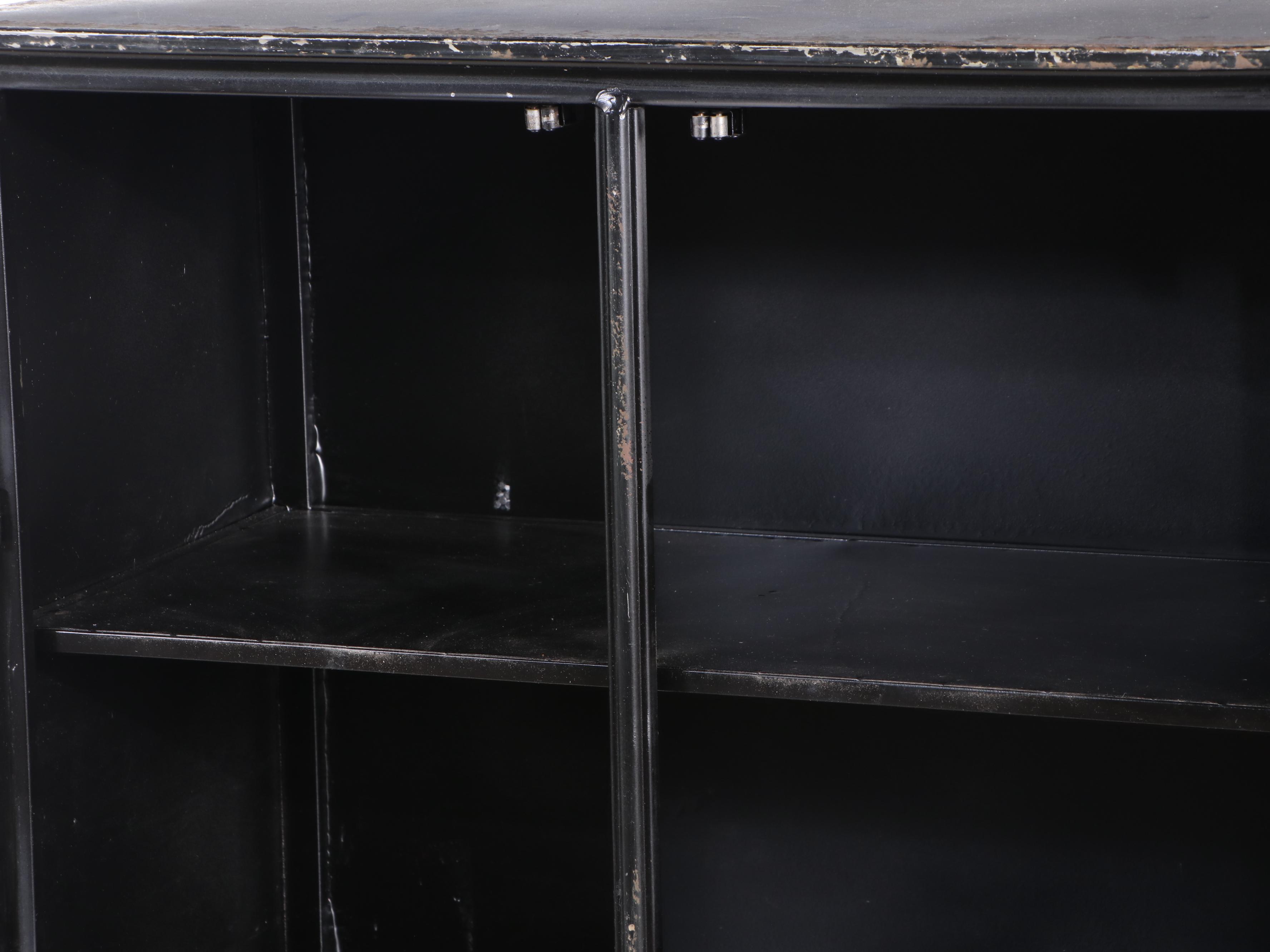 Industrial Style Black Metal Display Cabinet, 20th Century